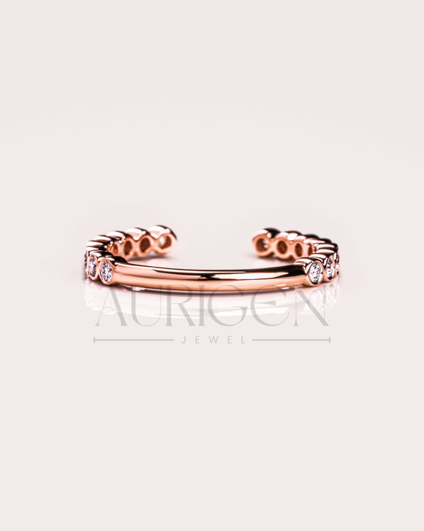 Bezel Setting Round Cut Moissanite and Lab Grown Diamond Engagement Band
