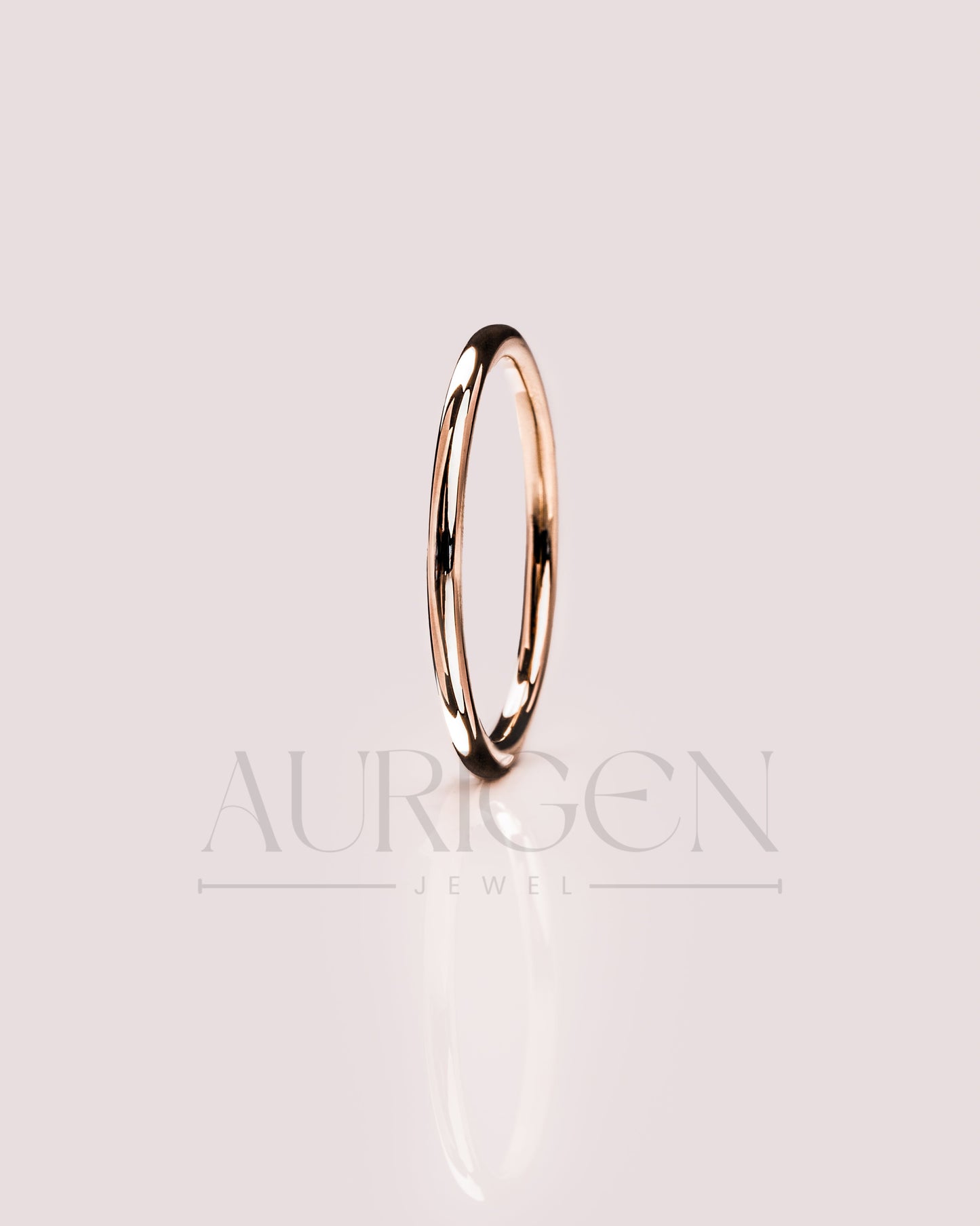 Plain 18K Rose Gold Stacking Engagement Band.