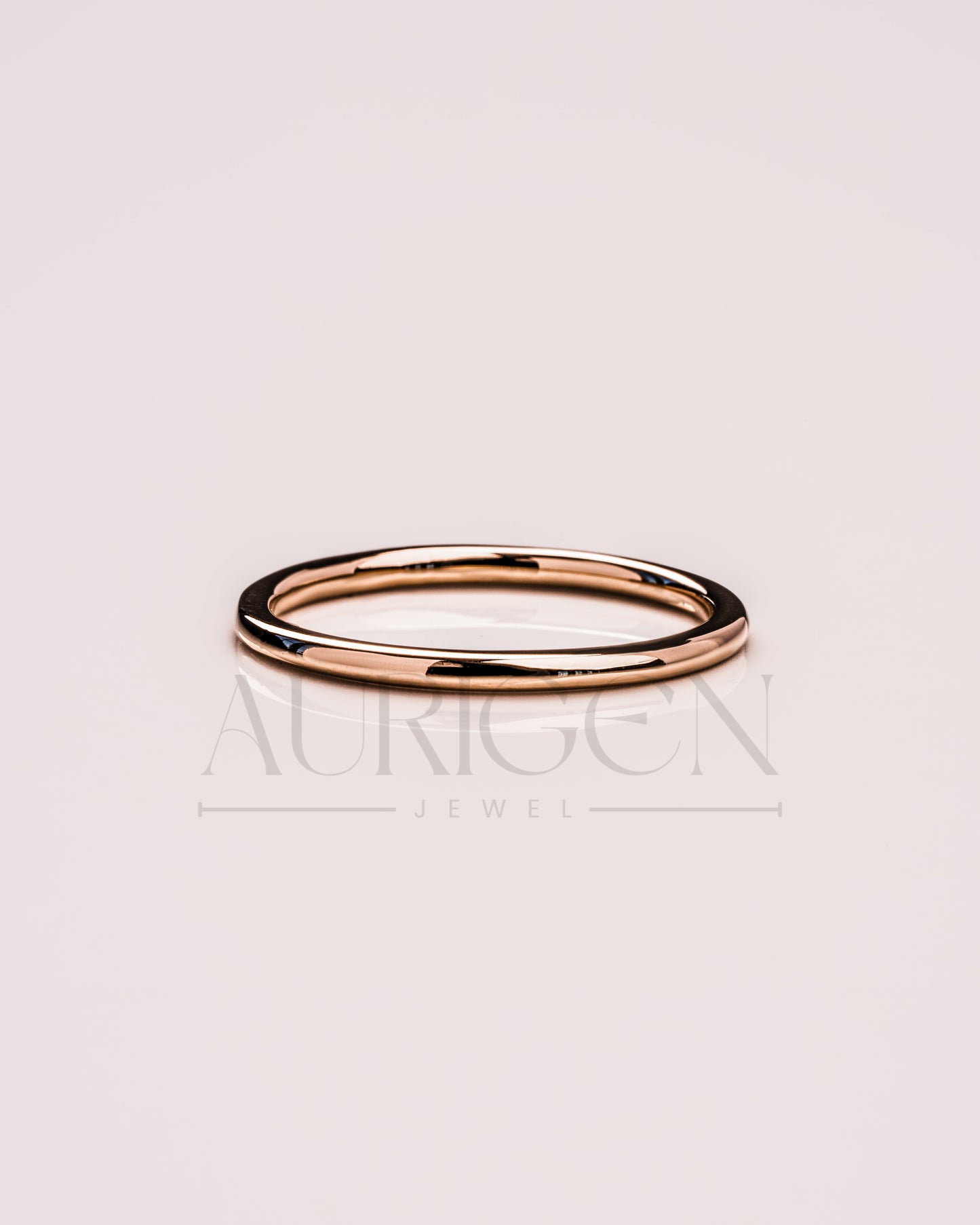 Plain 18K Rose Gold Stacking Engagement Band.