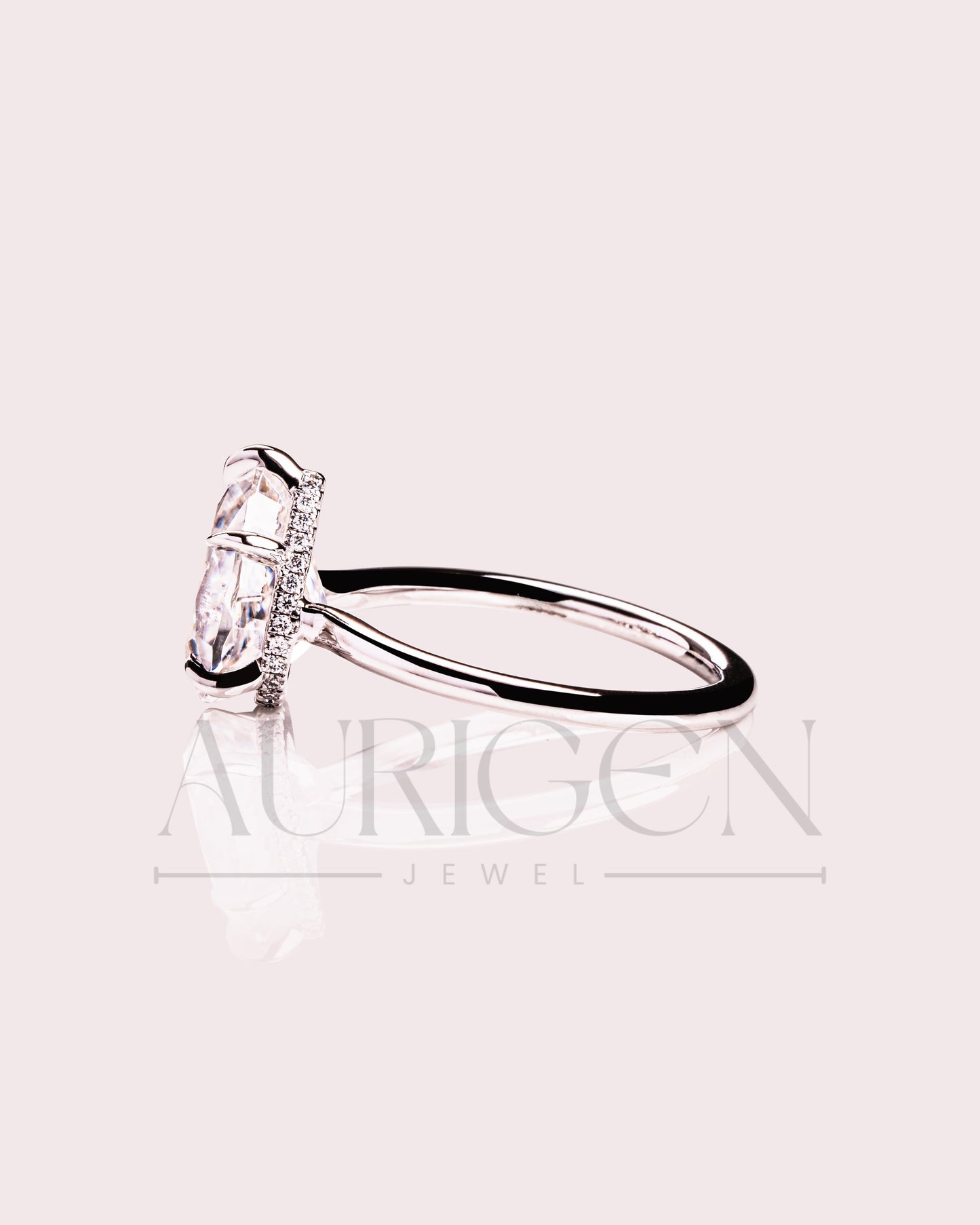Solitaire Pear Cut Moissanite and Lab Grown Engagement Ring in White Gold