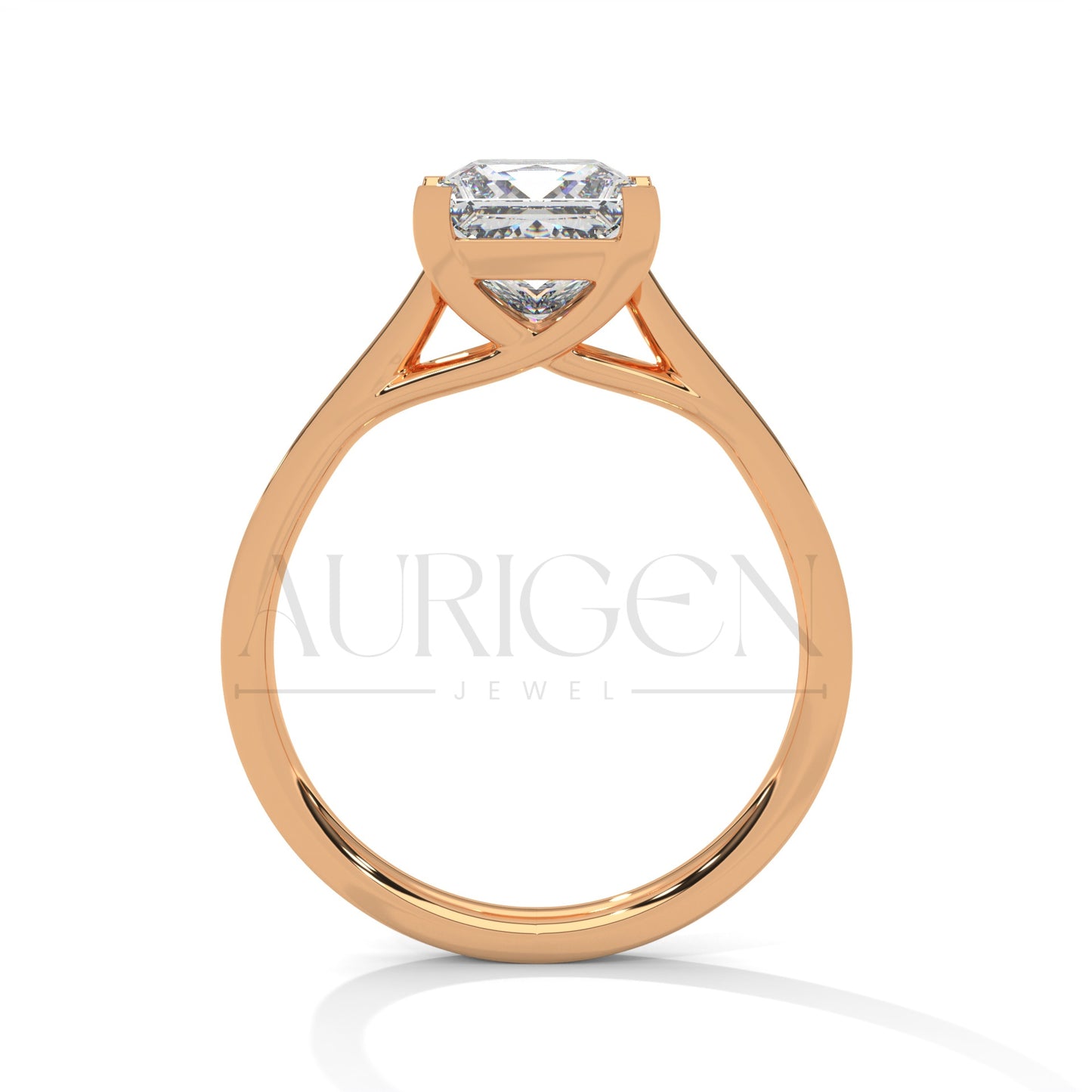 2 Ct Modern Princess Cut Diamond Ring in 14K Solid Gold with Pave Setting