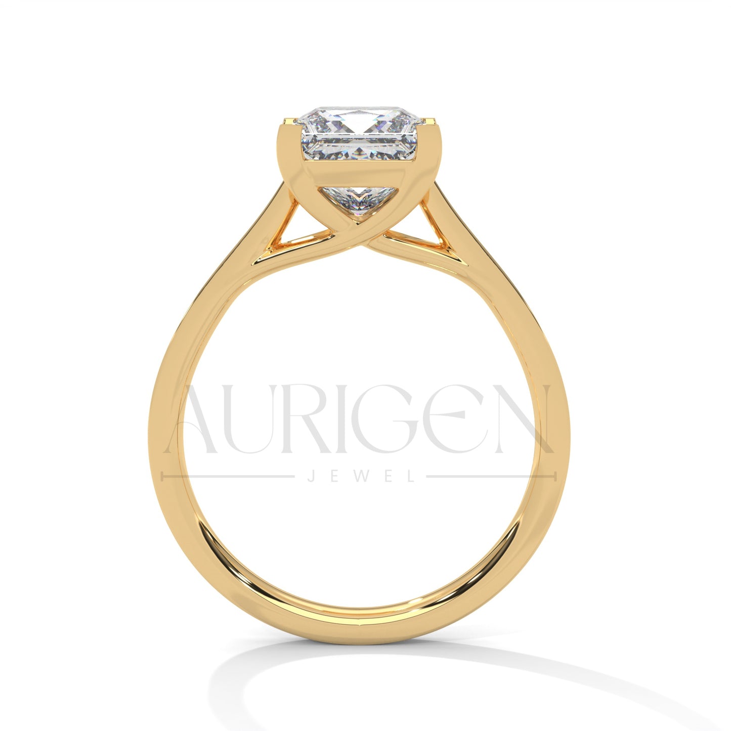 2 Ct Modern Princess Cut Diamond Ring in 14K Solid Gold with Pave Setting