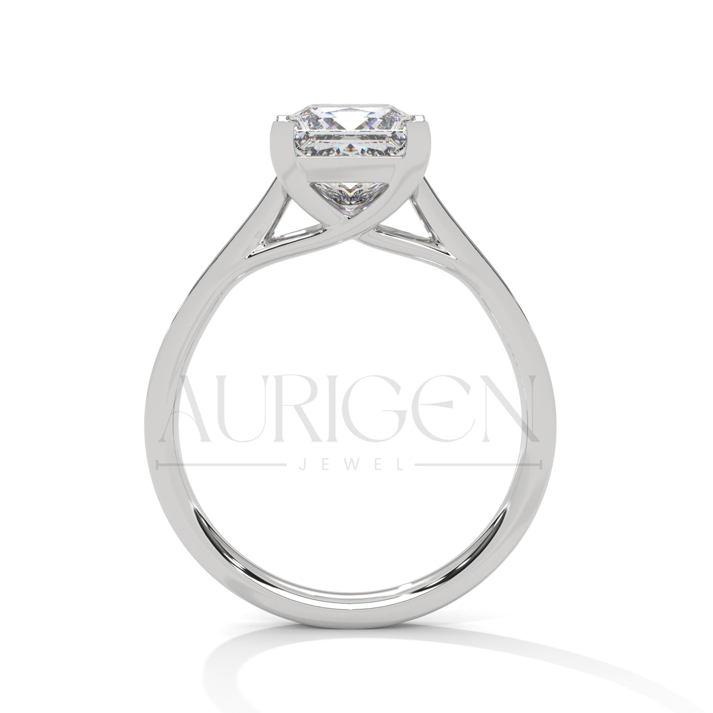 2 Ct Modern Princess Cut Diamond Ring in 14K Solid Gold with Pave Setting