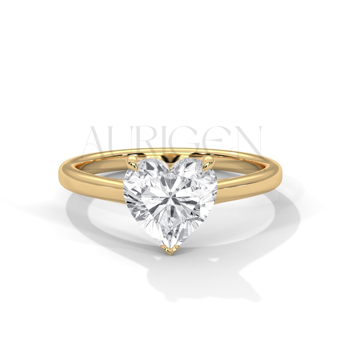 2 Ct Romantic Heart Shaped Diamond Solitaire Ring in 14K Solid Gold