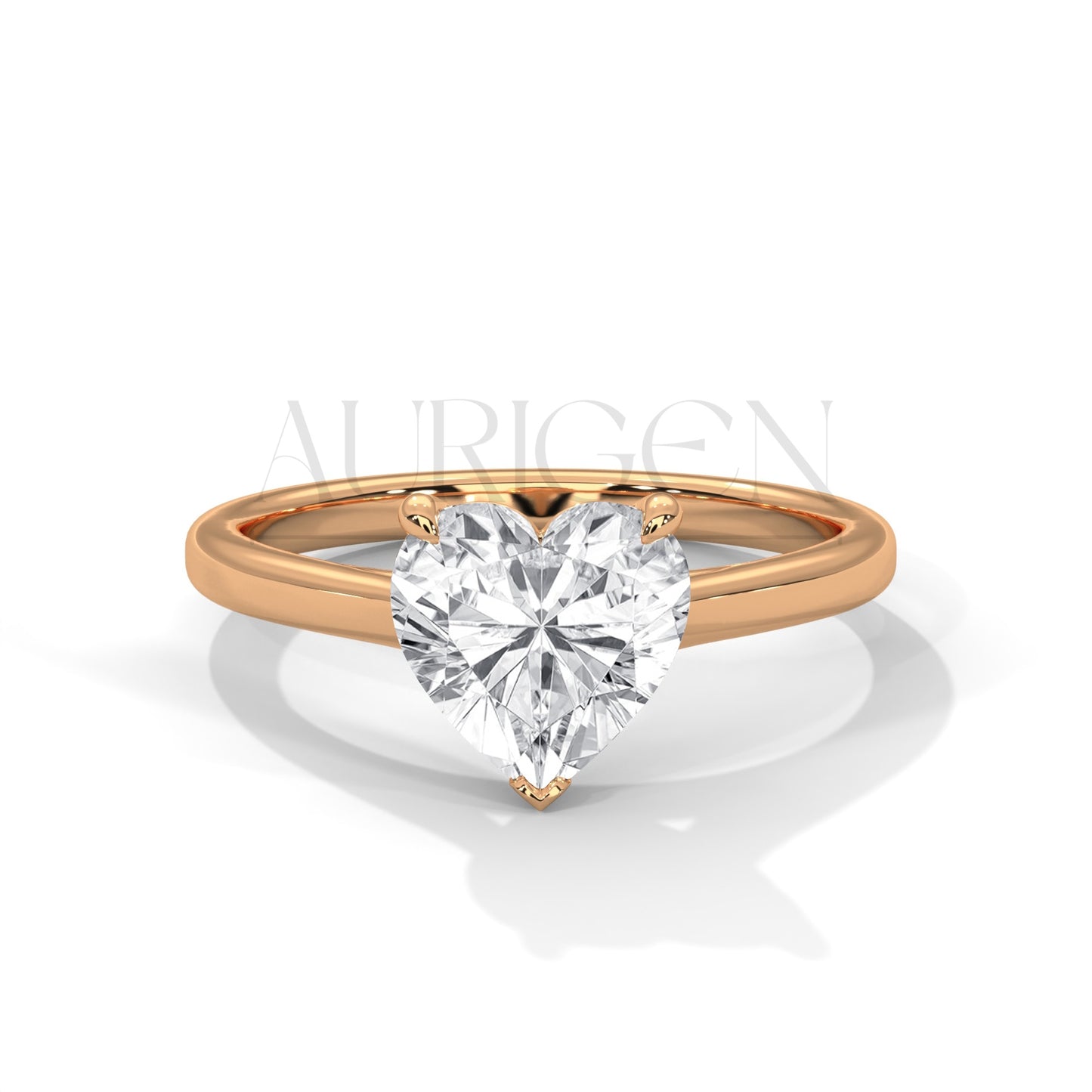 2 Ct Romantic Heart Shaped Diamond Solitaire Ring in 14K Solid Gold