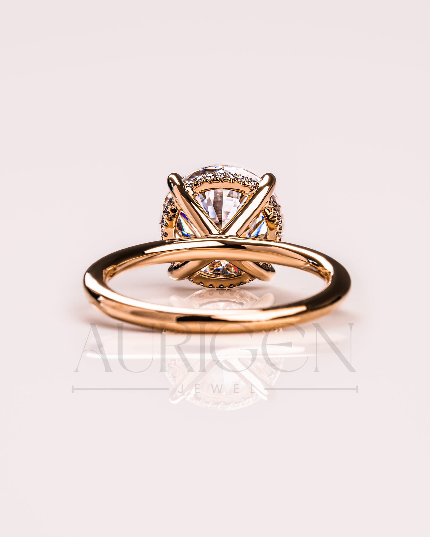 Round Brilliant Cut Moissanite Engagement Ring 4-Prong Set With Hidden Halo Diamond Ring