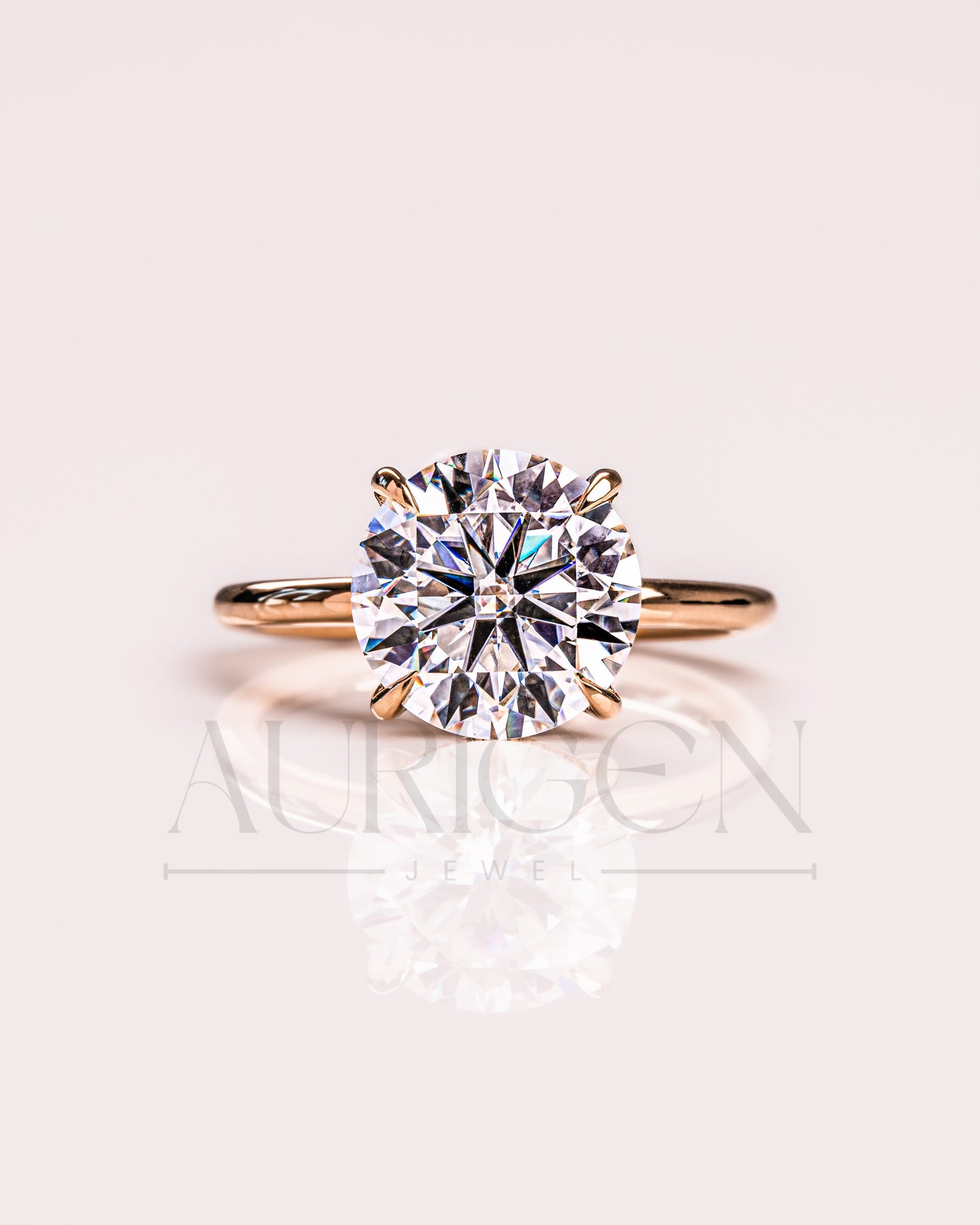 Round Brilliant Cut Moissanite Engagement Ring 4-Prong Set With Hidden Halo Diamond Ring