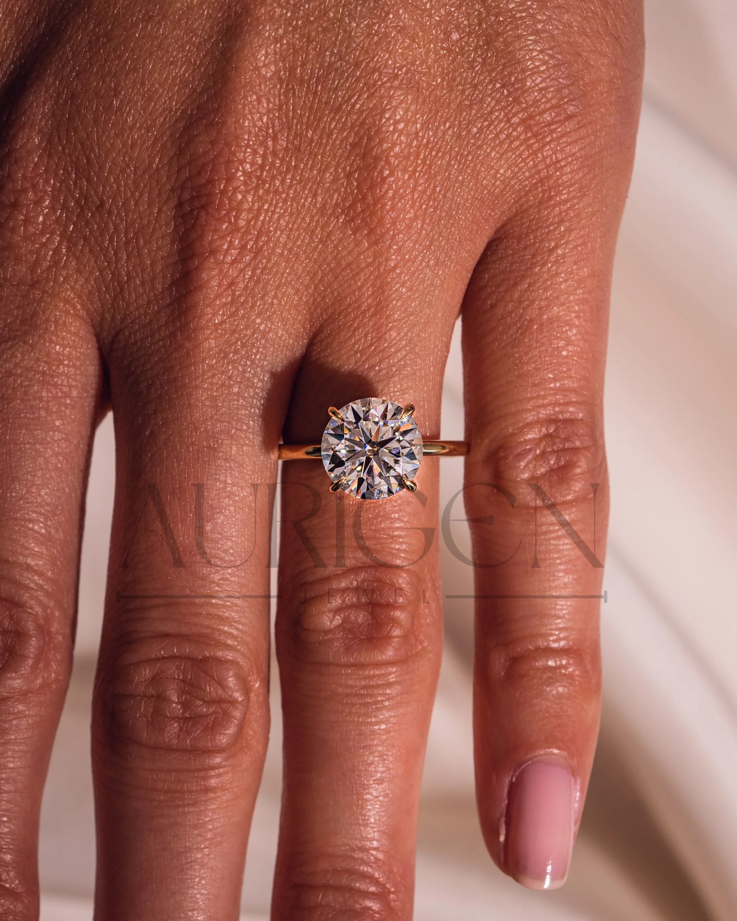 Round Brilliant Cut Moissanite Engagement Ring 4-Prong Set With Hidden Halo Diamond Ring