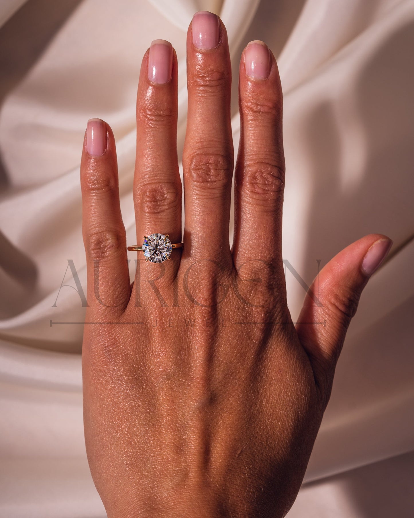 Round Brilliant Cut Moissanite Engagement Ring 4-Prong Set With Hidden Halo Diamond Ring