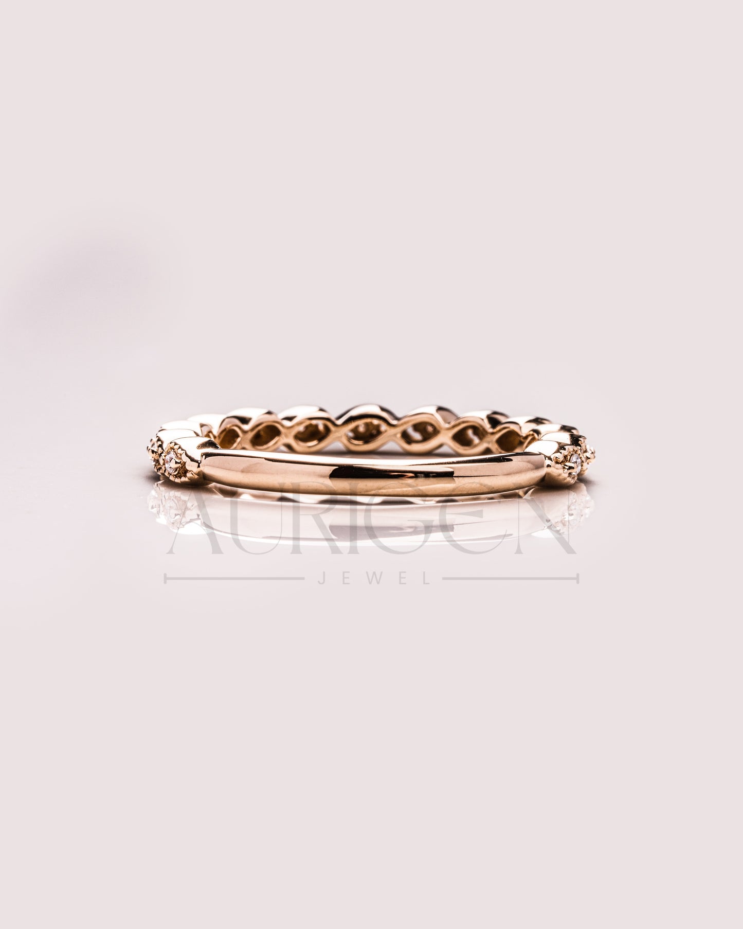 Antique Bloom Band – Round Cut 14K Solid Gold Moissanite and Lab Grown Diamond Elegance
