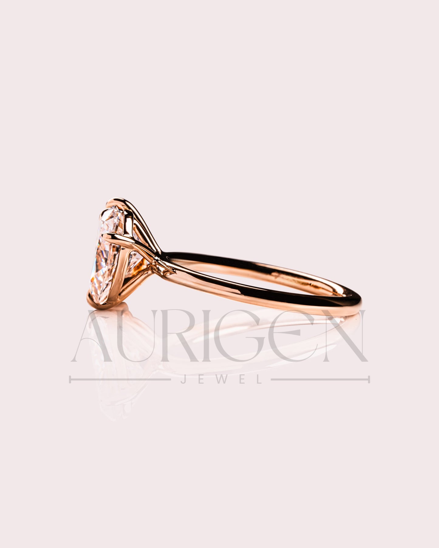 14k Solid Gold Two-Stone Pear Cut Lab Grown and Moissanite Diamond Engagement Ring