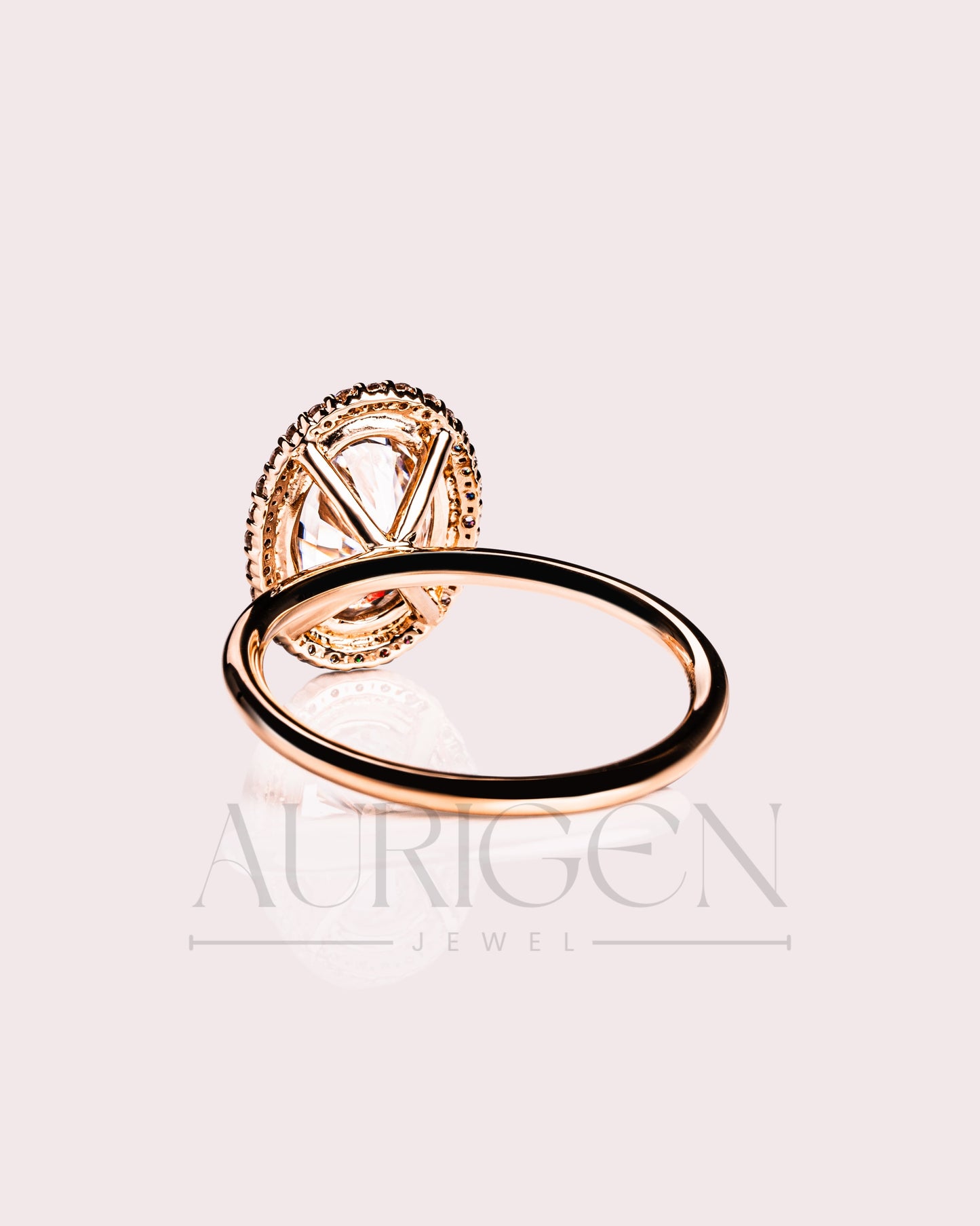 Moissanite and Lab Grown Diamond- Oval Cut Bezel Setting Ring With Halo