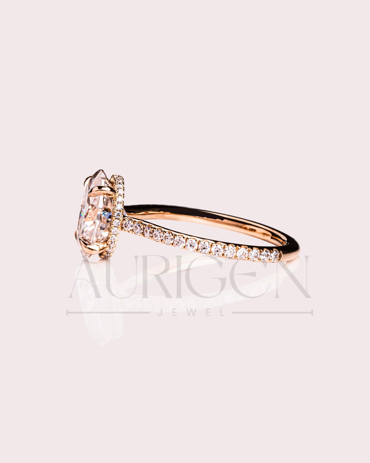 2 Ct Brilliant Oval Moissanite Engagement Ring with Pave Setting Diamond 14K Solid Gold Ring