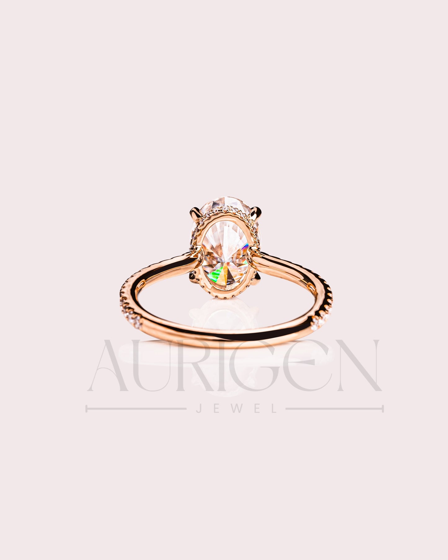 2 Ct Brilliant Oval Moissanite Engagement Ring with Pave Setting Diamond 14K Solid Gold Ring