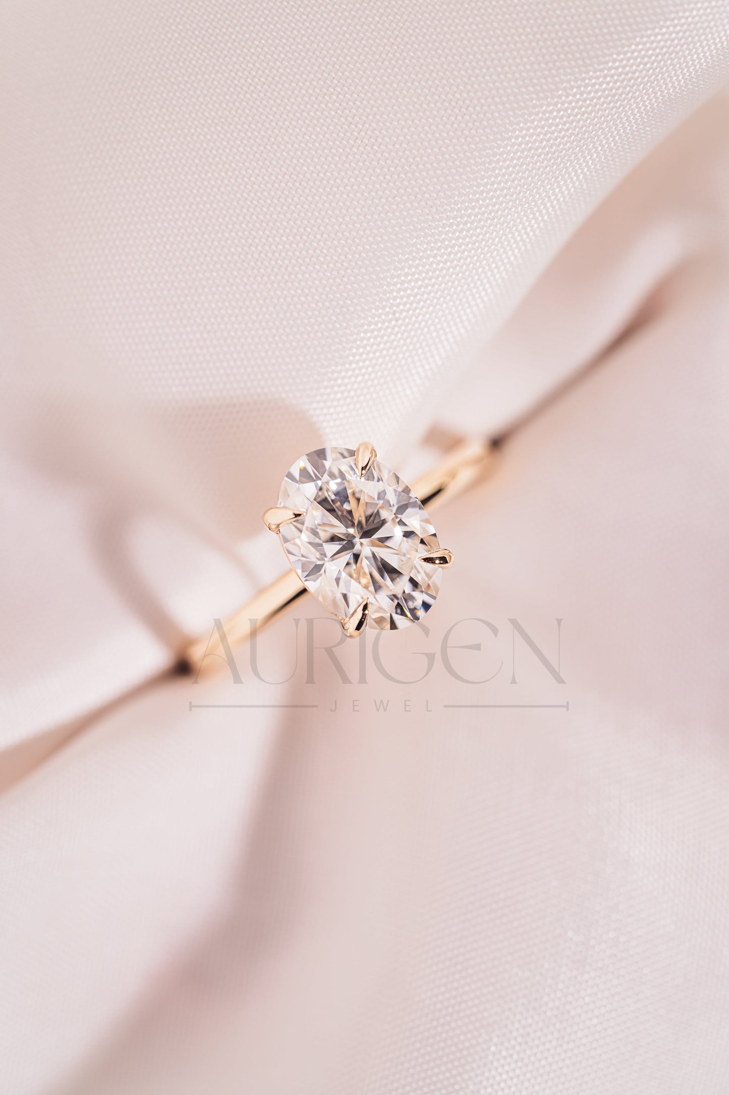 Oval Brilliant Diamond Solitaire Ring in 14k Solid Gold Moissanite and Leb Diamond Ring