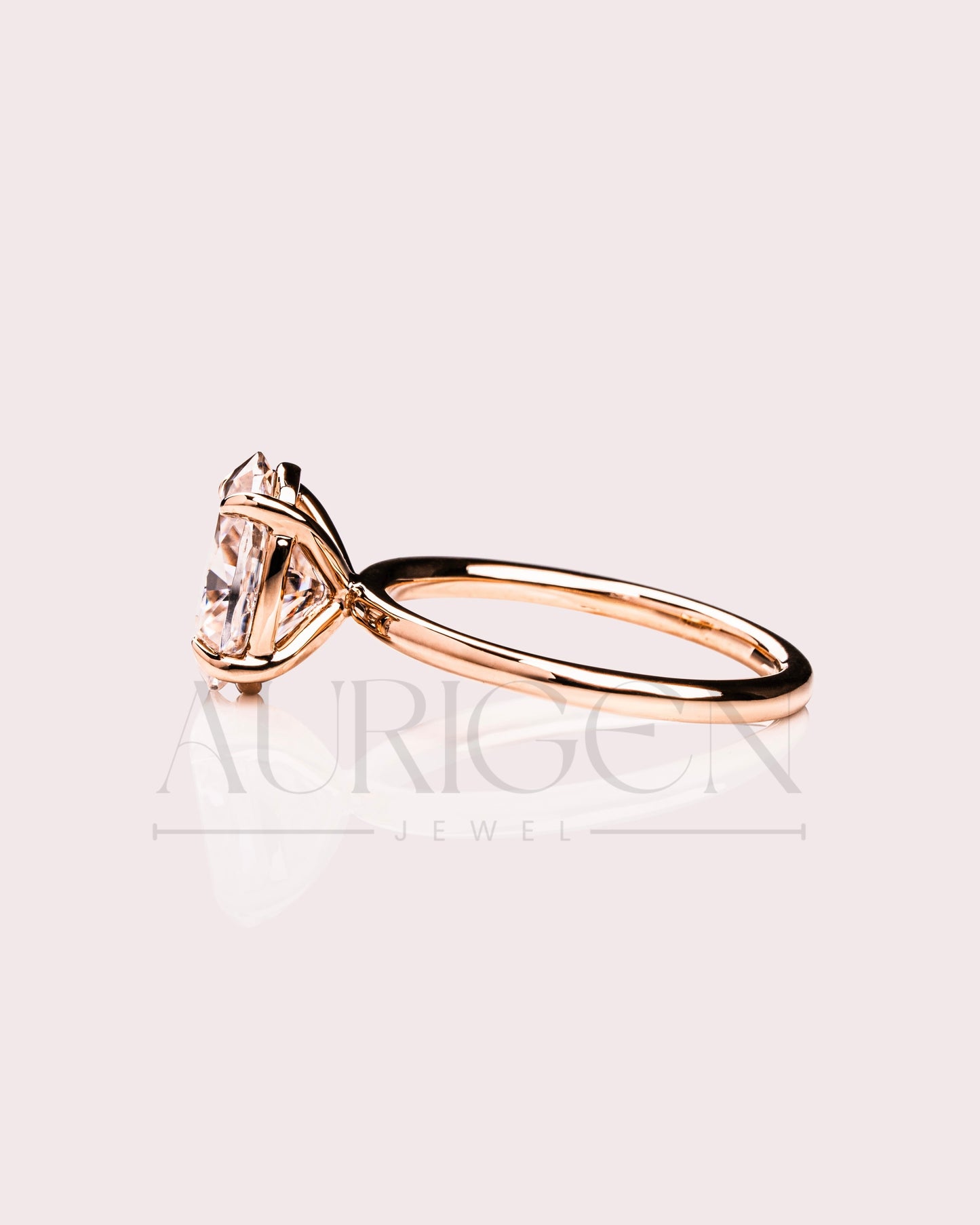 Oval Brilliant Diamond Solitaire Ring in 14k Solid Gold Moissanite and Leb Diamond Ring