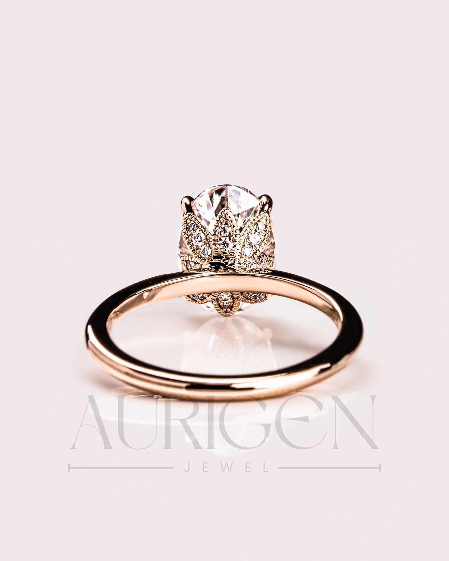 Oval Cut Solitaire Engagement Ring in Solid Gold - Lab Grown and Moissanite Diamond