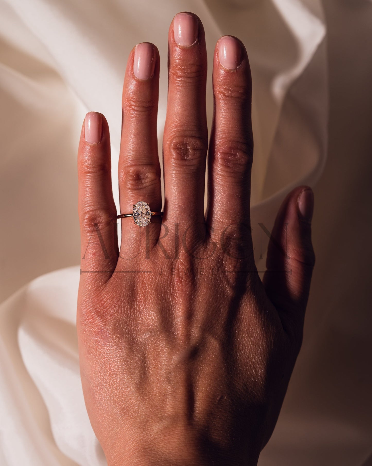 Oval Cut Solitaire Engagement Ring in Solid Gold - Lab Grown and Moissanite Diamond