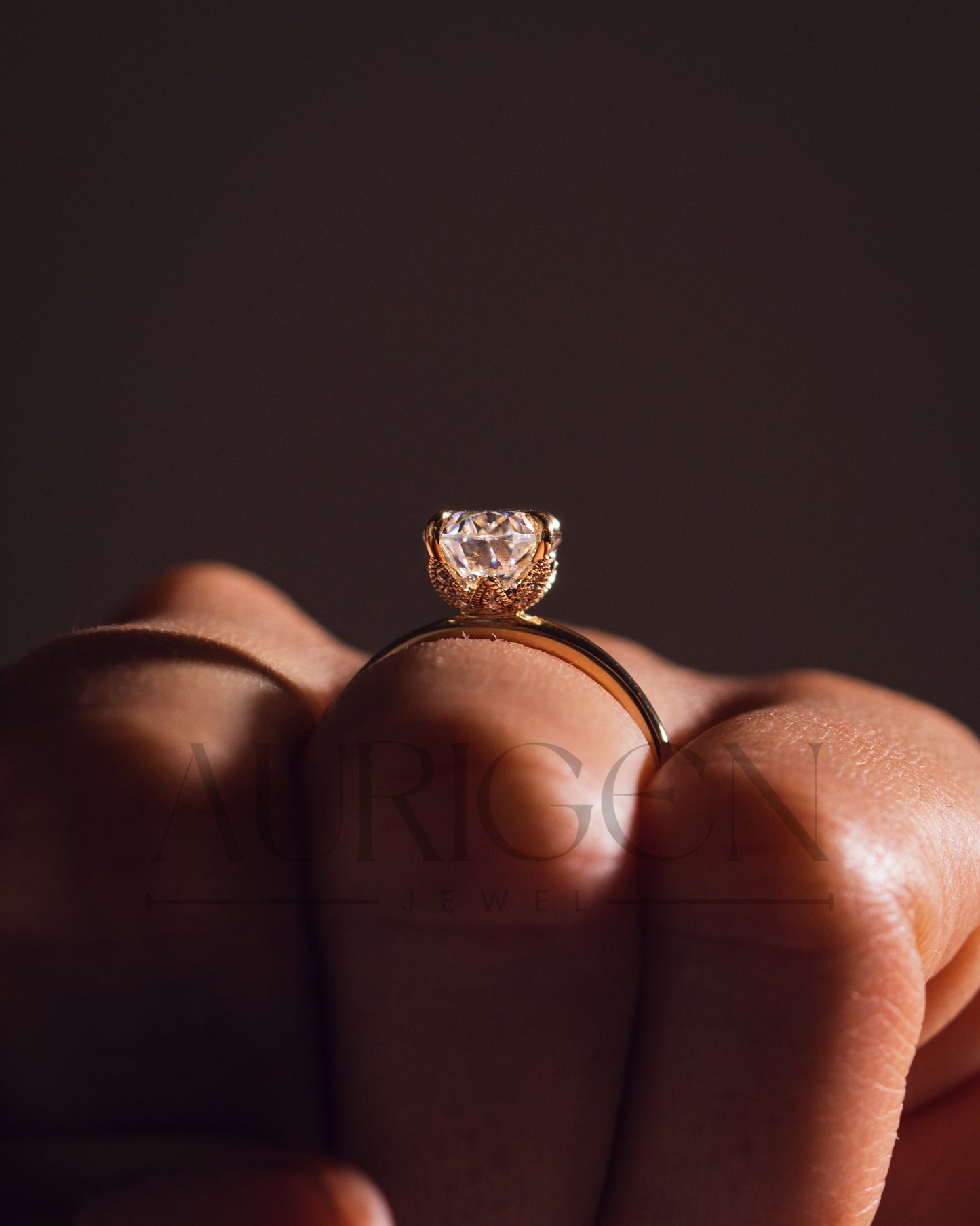 Oval Cut Solitaire Engagement Ring in Solid Gold - Lab Grown and Moissanite Diamond