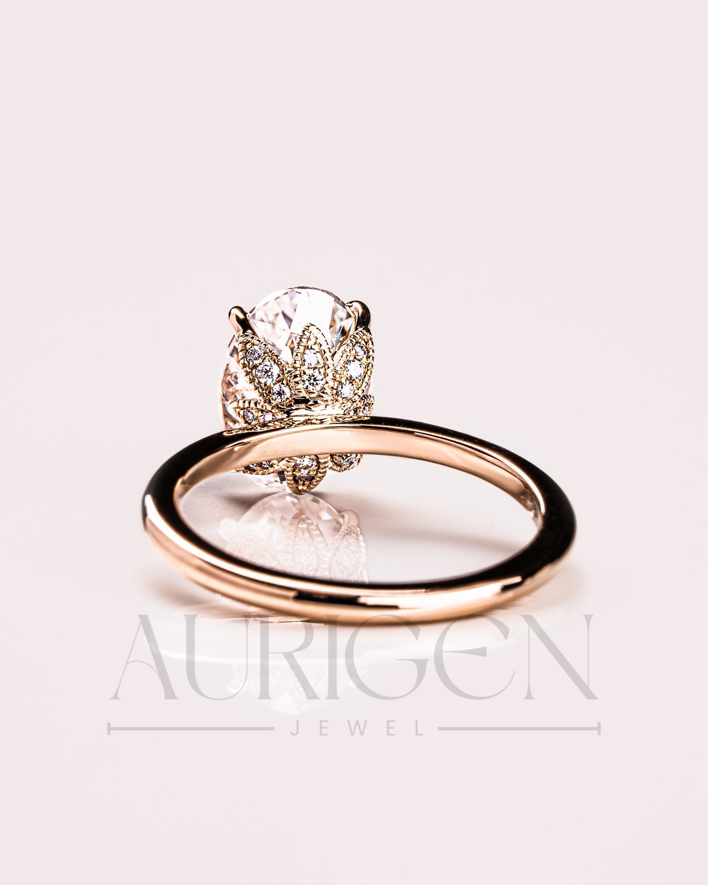 Oval Cut Solitaire Engagement Ring in Solid Gold - Lab Grown and Moissanite Diamond