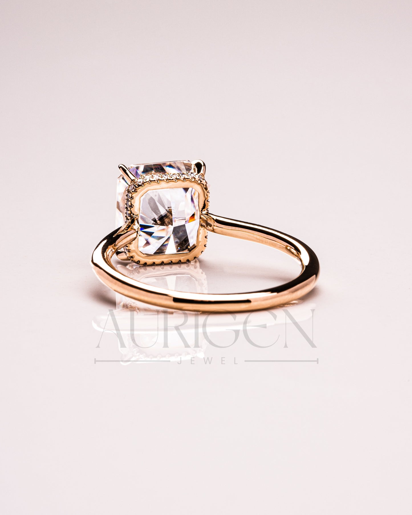 Ice Crushed Radiant Cut Moissanite and Lab Grown Ring – 14K Yellow Gold