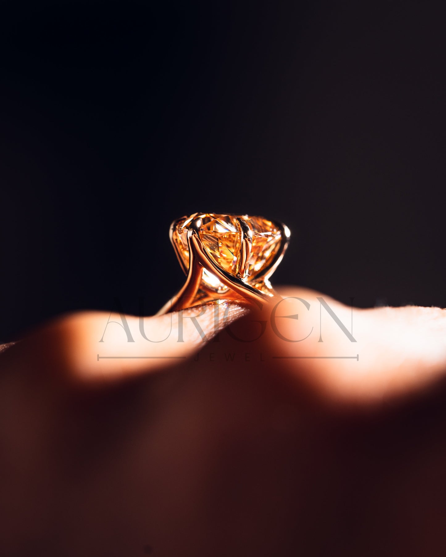 Luxurious Oval Cut Moissanite and Lab Grown Diamond Split Shank Ring