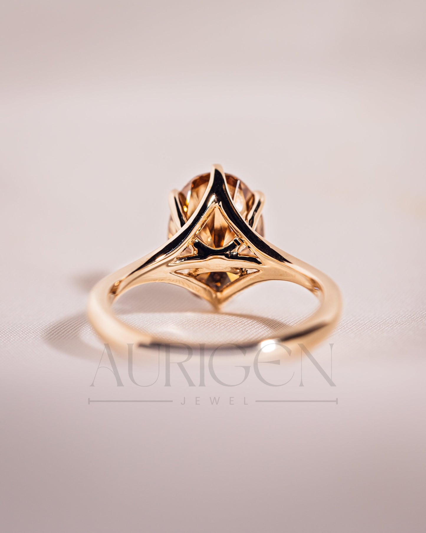 Luxurious Oval Cut Moissanite and Lab Grown Diamond Split Shank Ring