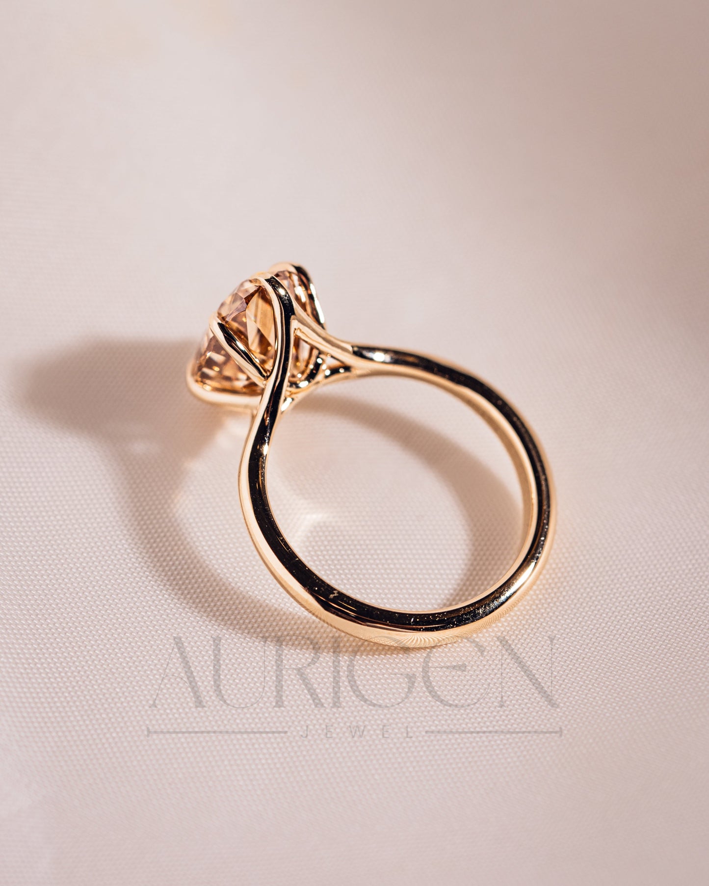 Luxurious Oval Cut Moissanite and Lab Grown Diamond Split Shank Ring