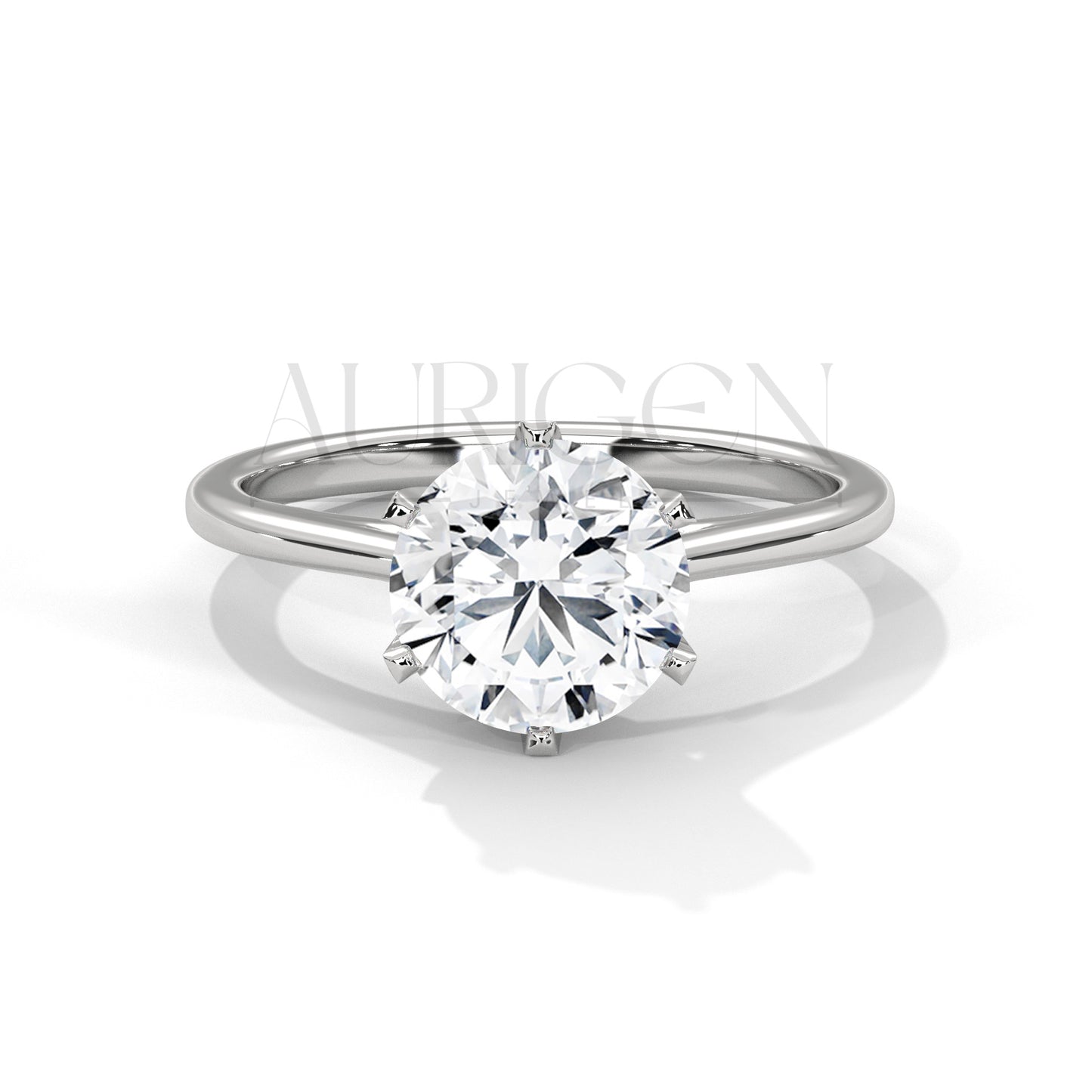 Elegant Round Brilliant Diamond Ring in 14K Solid Gold with Six Prong Setting