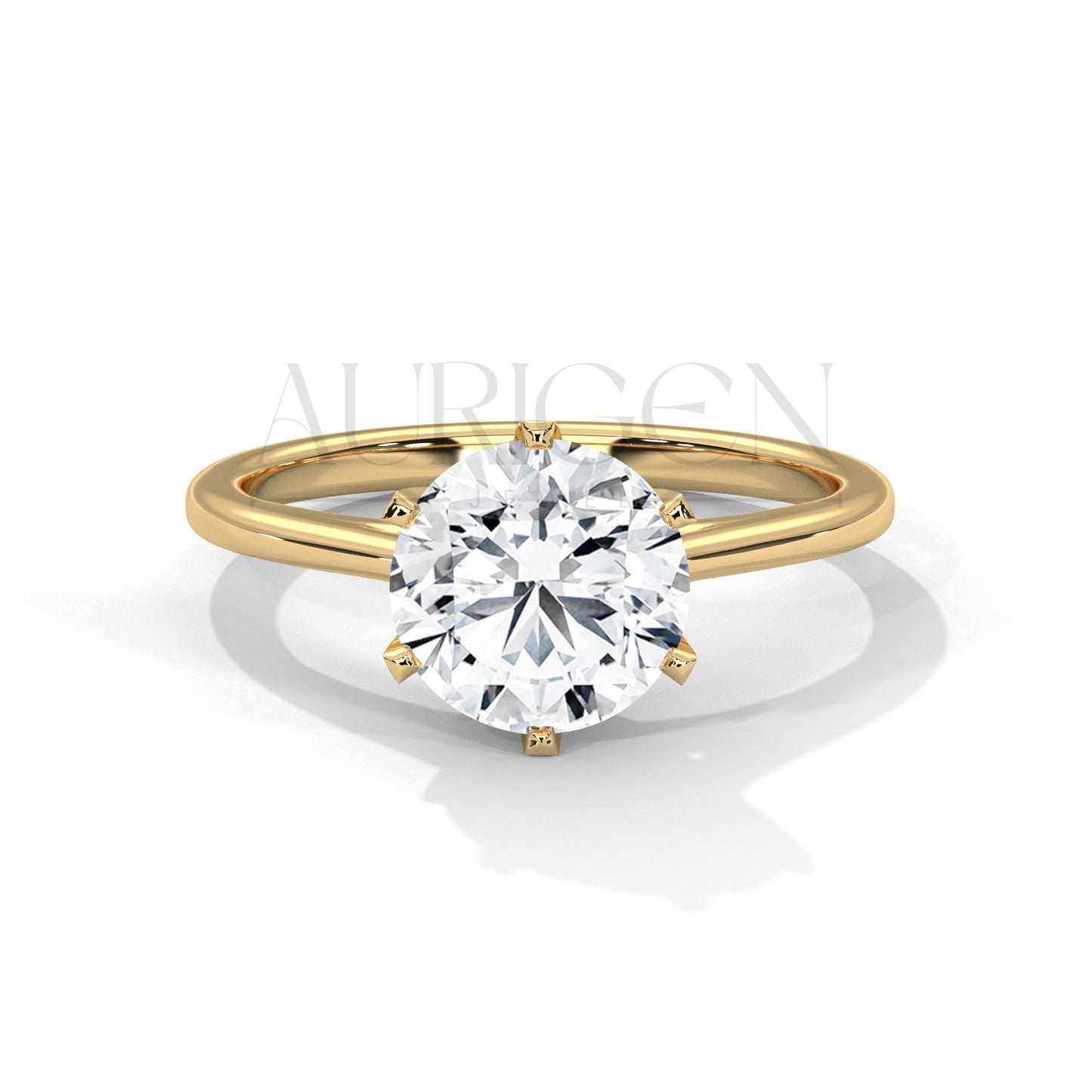 Elegant Round Brilliant Diamond Ring in 14K Solid Gold with Six Prong Setting