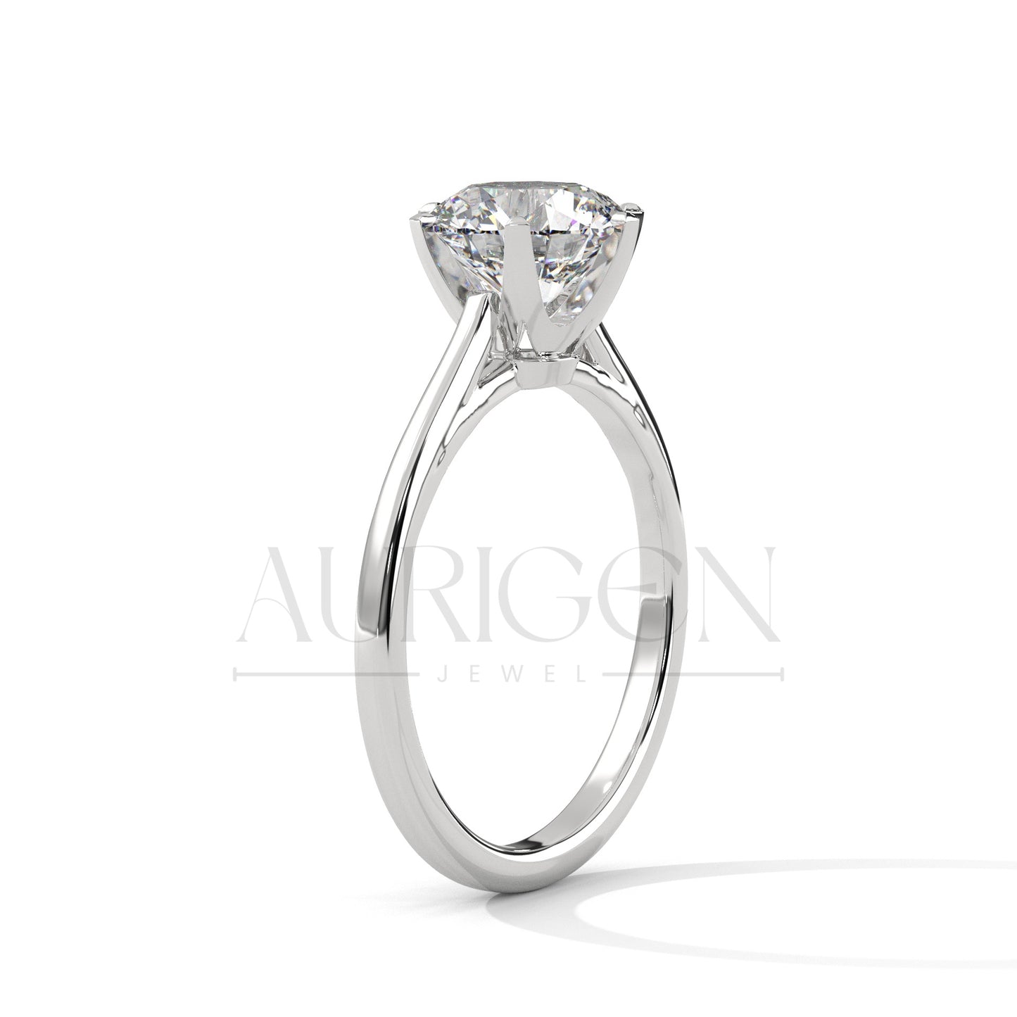 Elegant Round Brilliant Diamond Ring in 14K Solid Gold with Six Prong Setting