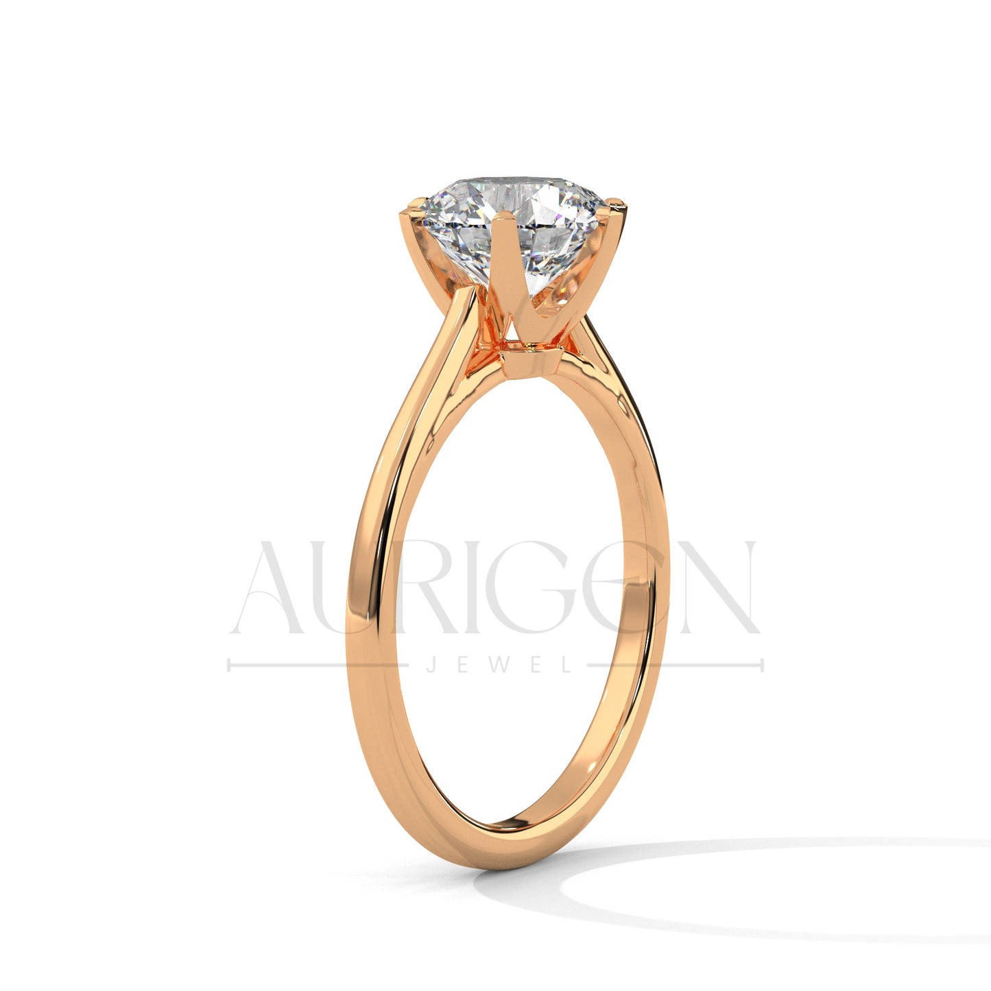 Elegant Round Brilliant Diamond Ring in 14K Solid Gold with Six Prong Setting