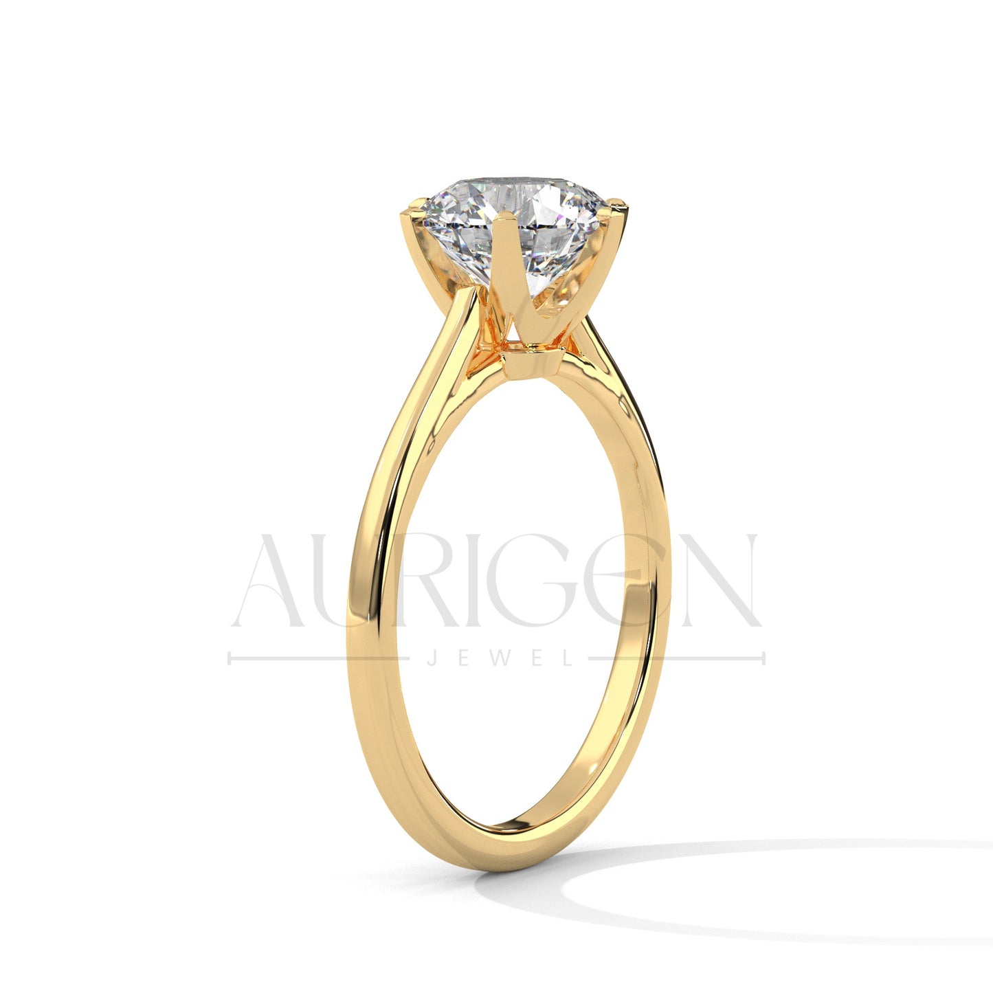 Elegant Round Brilliant Diamond Ring in 14K Solid Gold with Six Prong Setting
