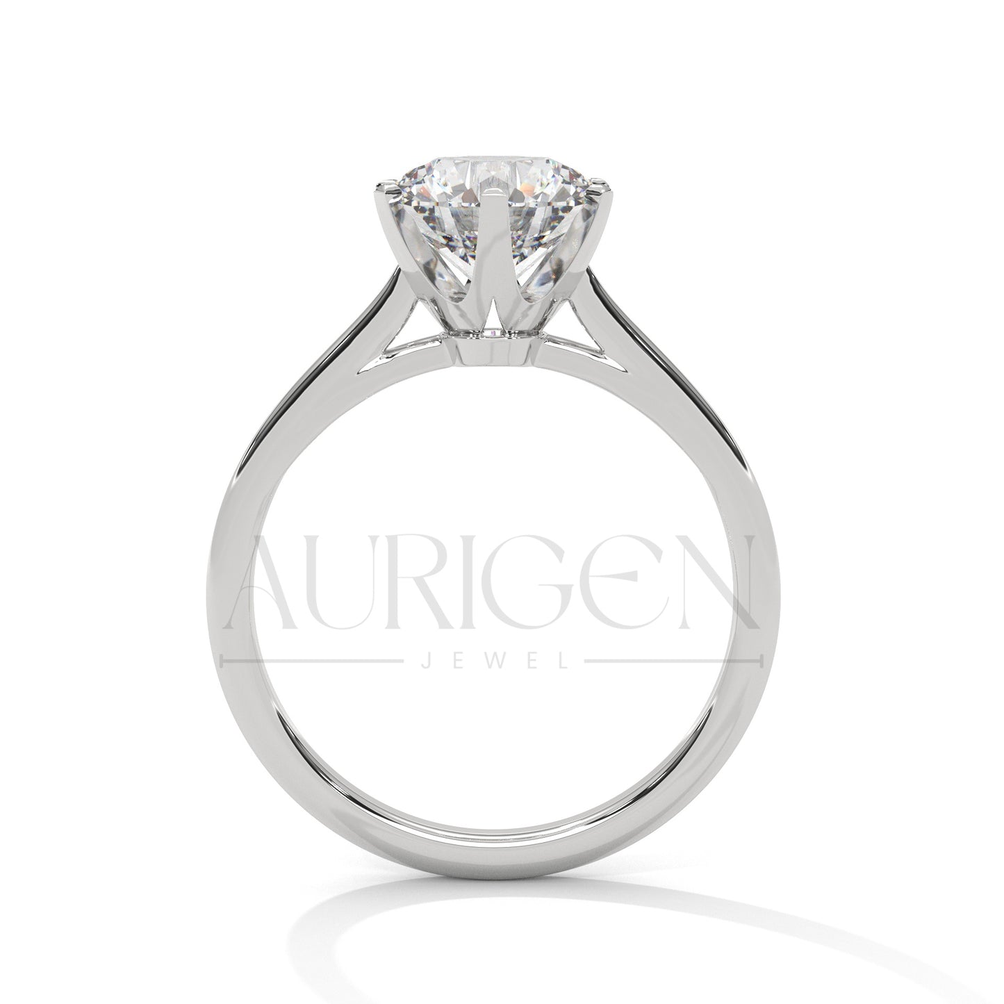 Elegant Round Brilliant Diamond Ring in 14K Solid Gold with Six Prong Setting