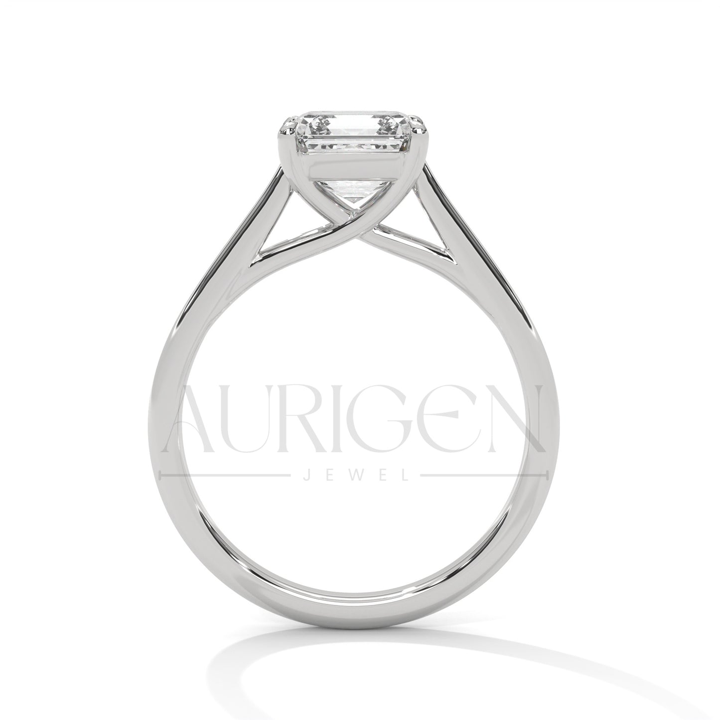 Asscher Cut Diamond Solitaire Ring in 14K Solid Gold Ring