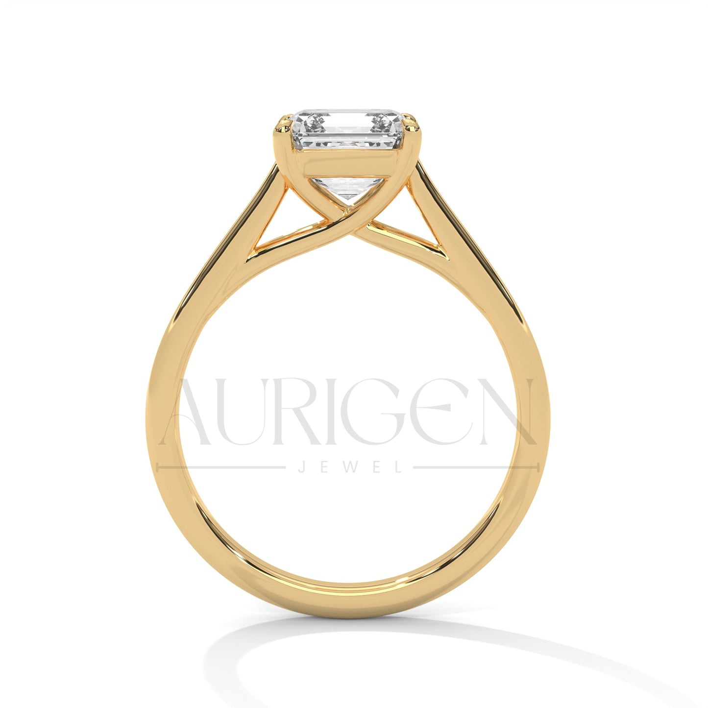 Asscher Cut Diamond Solitaire Ring in 14K Solid Gold Ring
