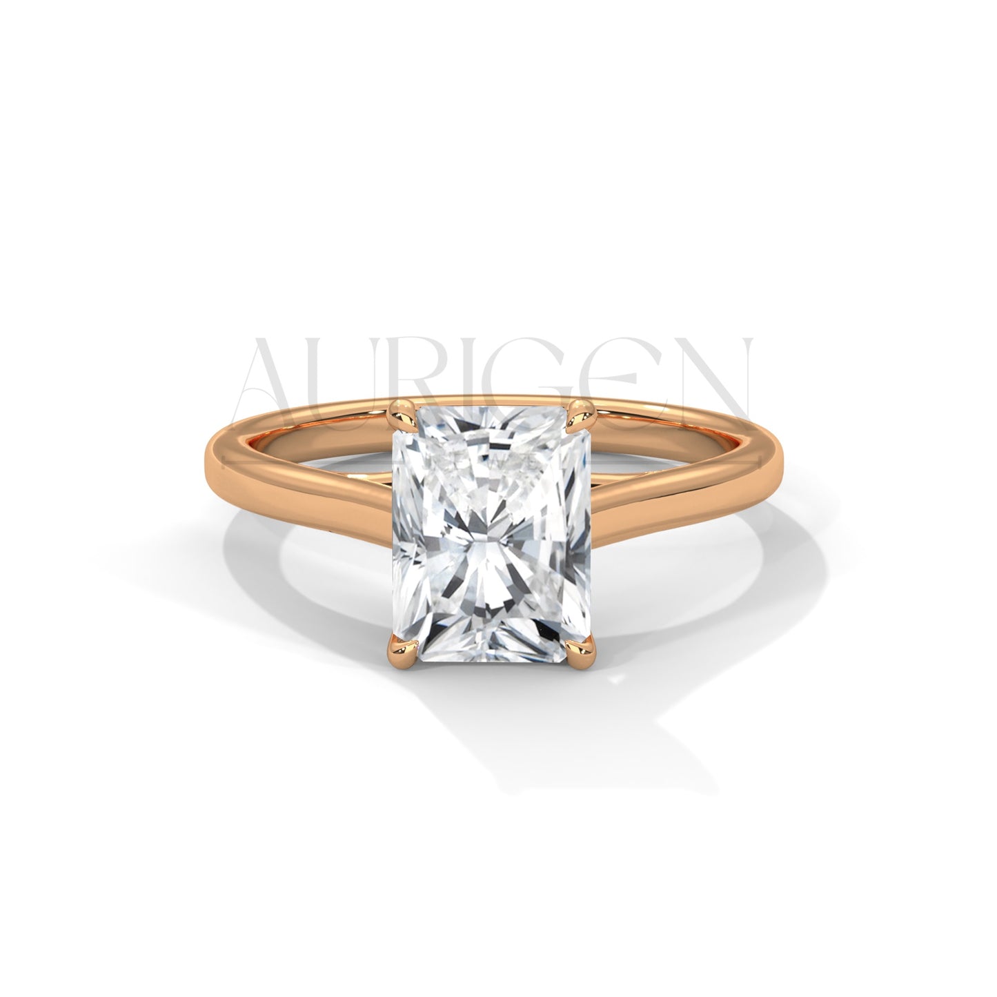 Stunning Radiant Cut Engagement Ring in 14K Solid Gold