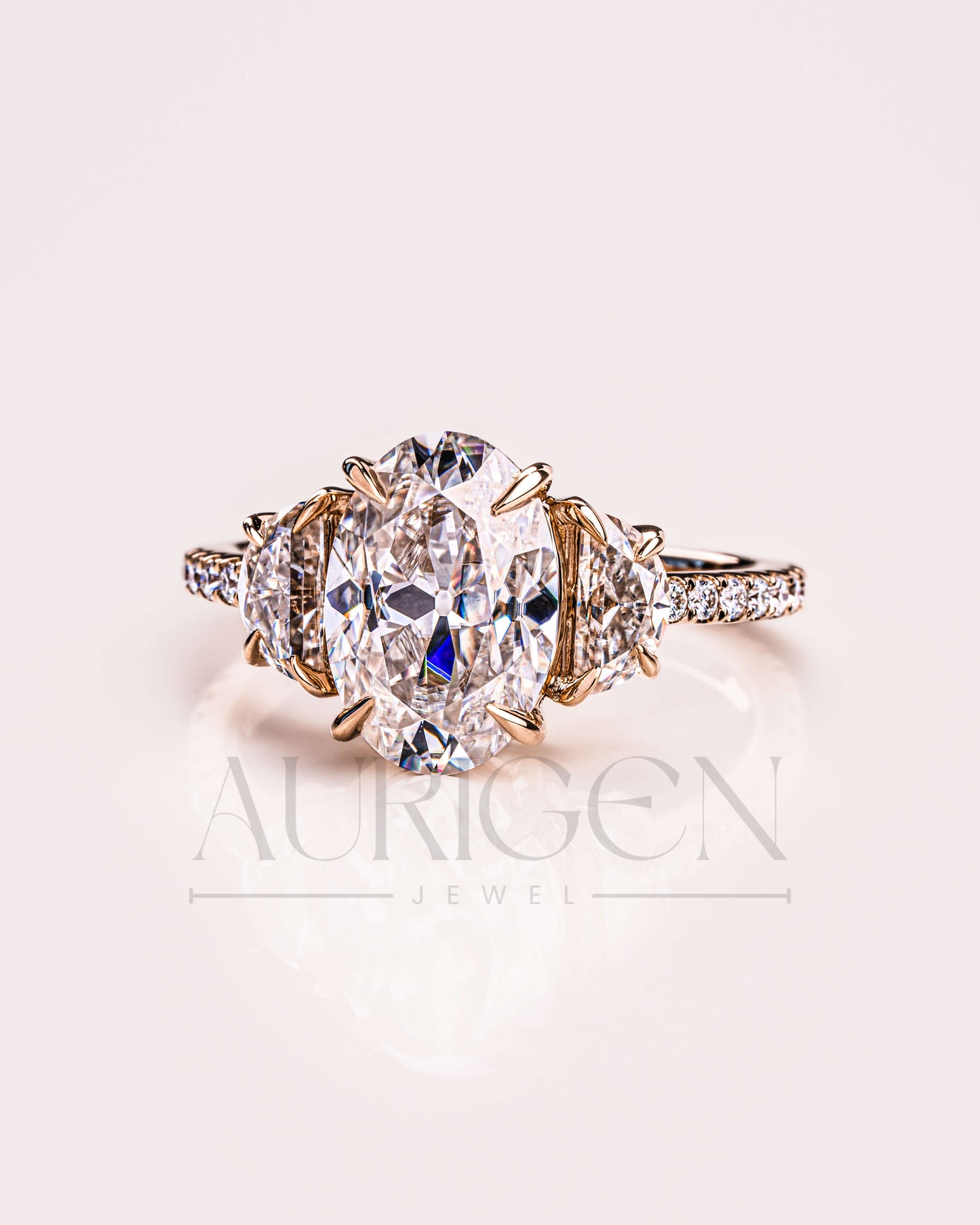 Best 14K Solid Gold Oval Cut Moissanite and Lab Grown Diamond Ring
