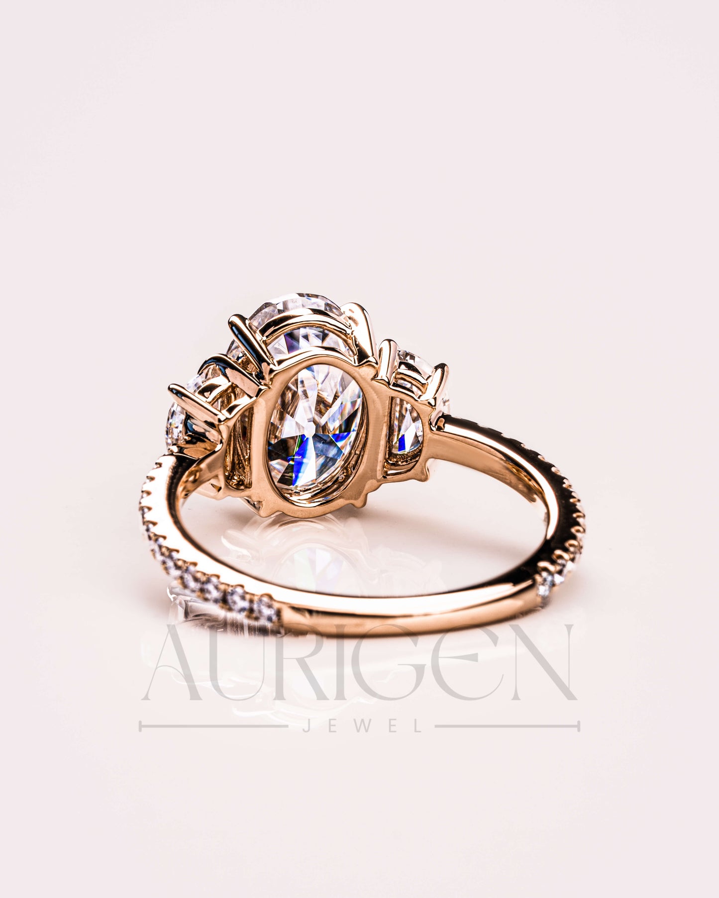 Best 14K Solid Gold Oval Cut Moissanite and Lab Grown Diamond Ring