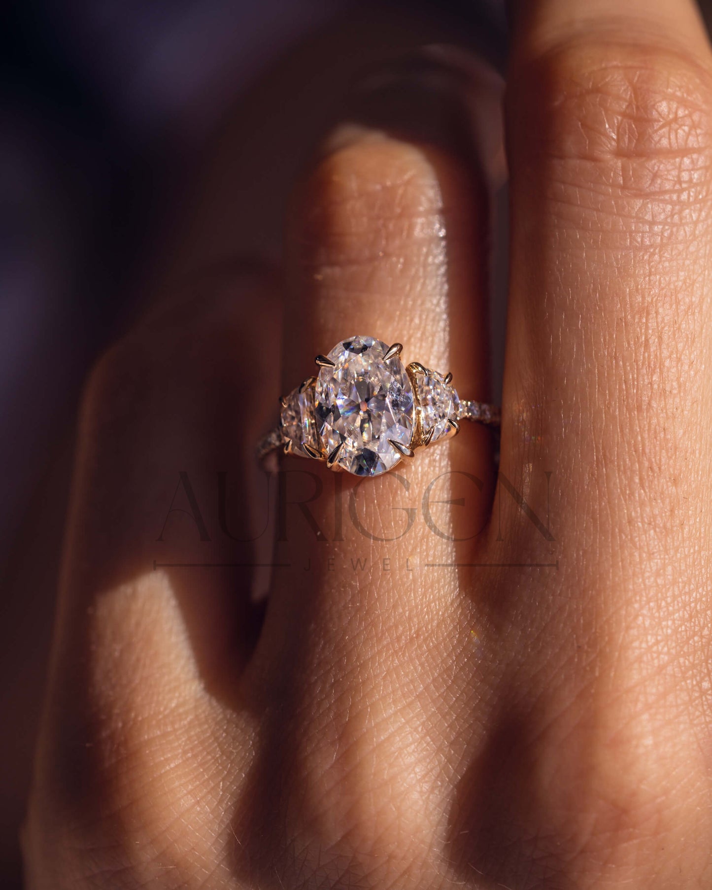 Best 14K Solid Gold Oval Cut Moissanite and Lab Grown Diamond Ring