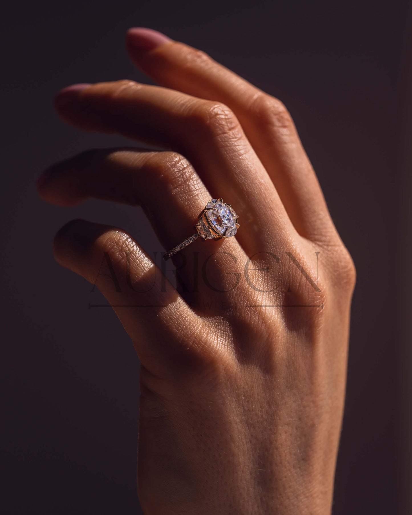 Best 14K Solid Gold Oval Cut Moissanite and Lab Grown Diamond Ring