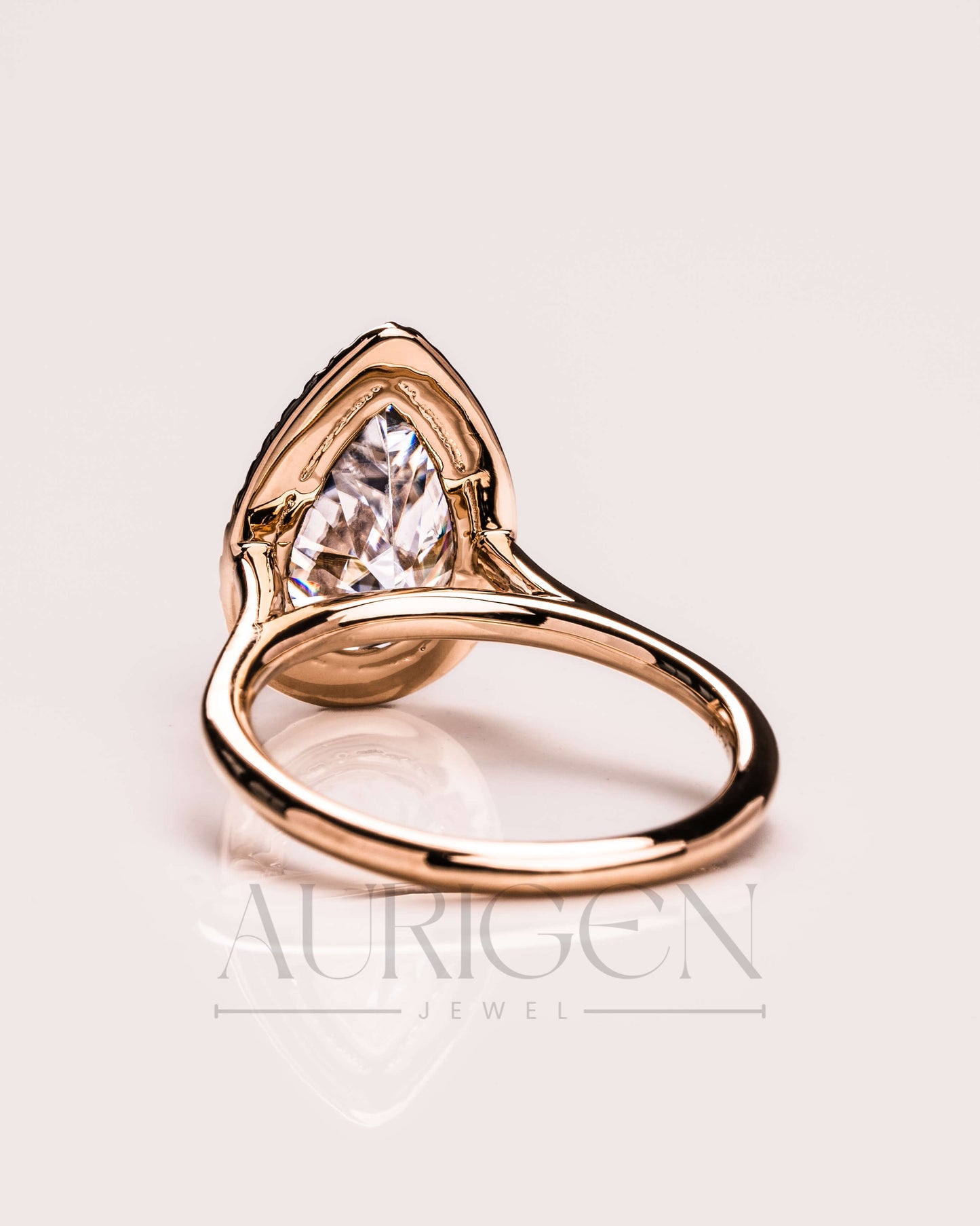 Ice Crushed Pear Cut Moissanite and Lab Grown Halo Ring-14K Solid Gold