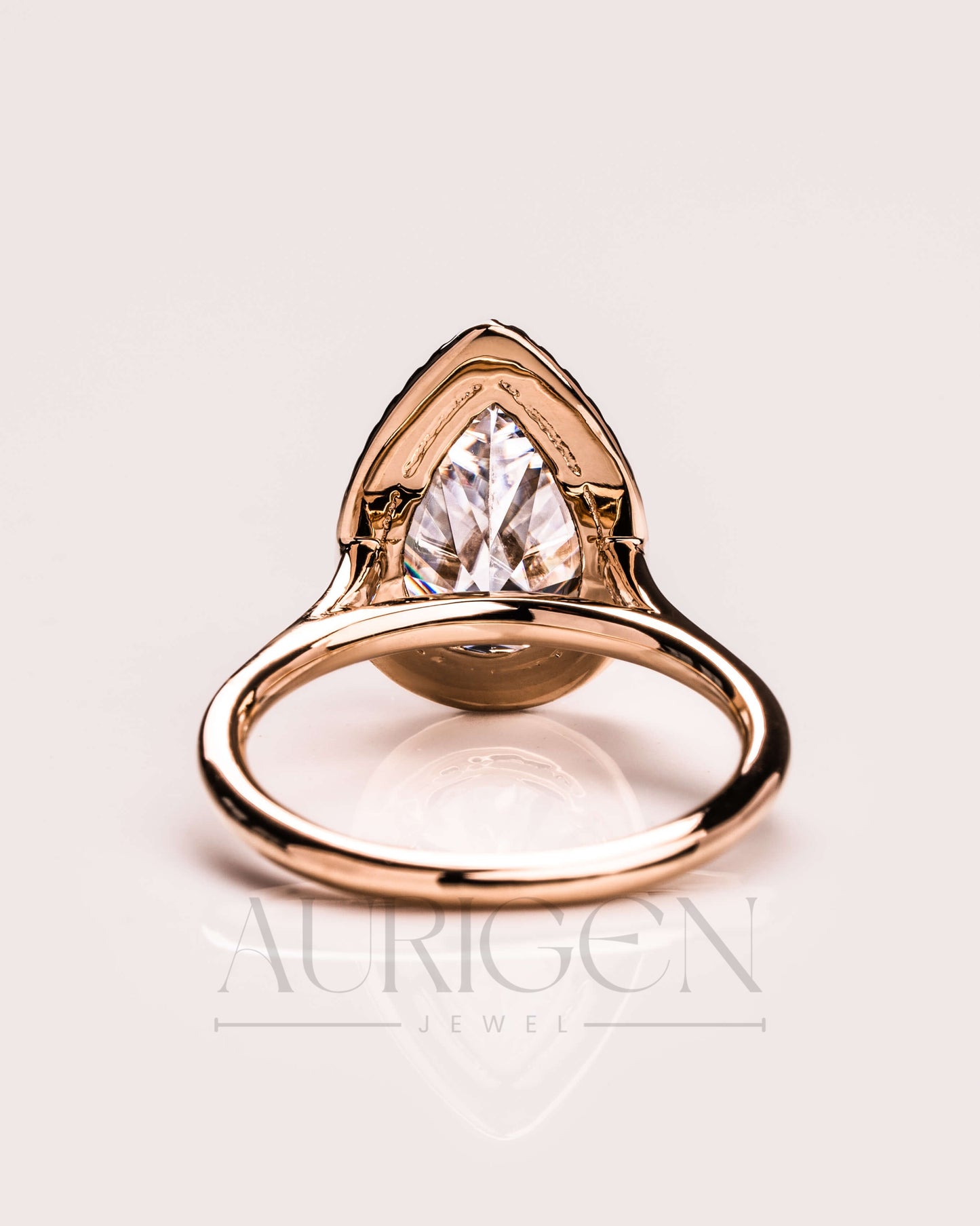 Ice Crushed Pear Cut Moissanite and Lab Grown Halo Ring-14K Solid Gold