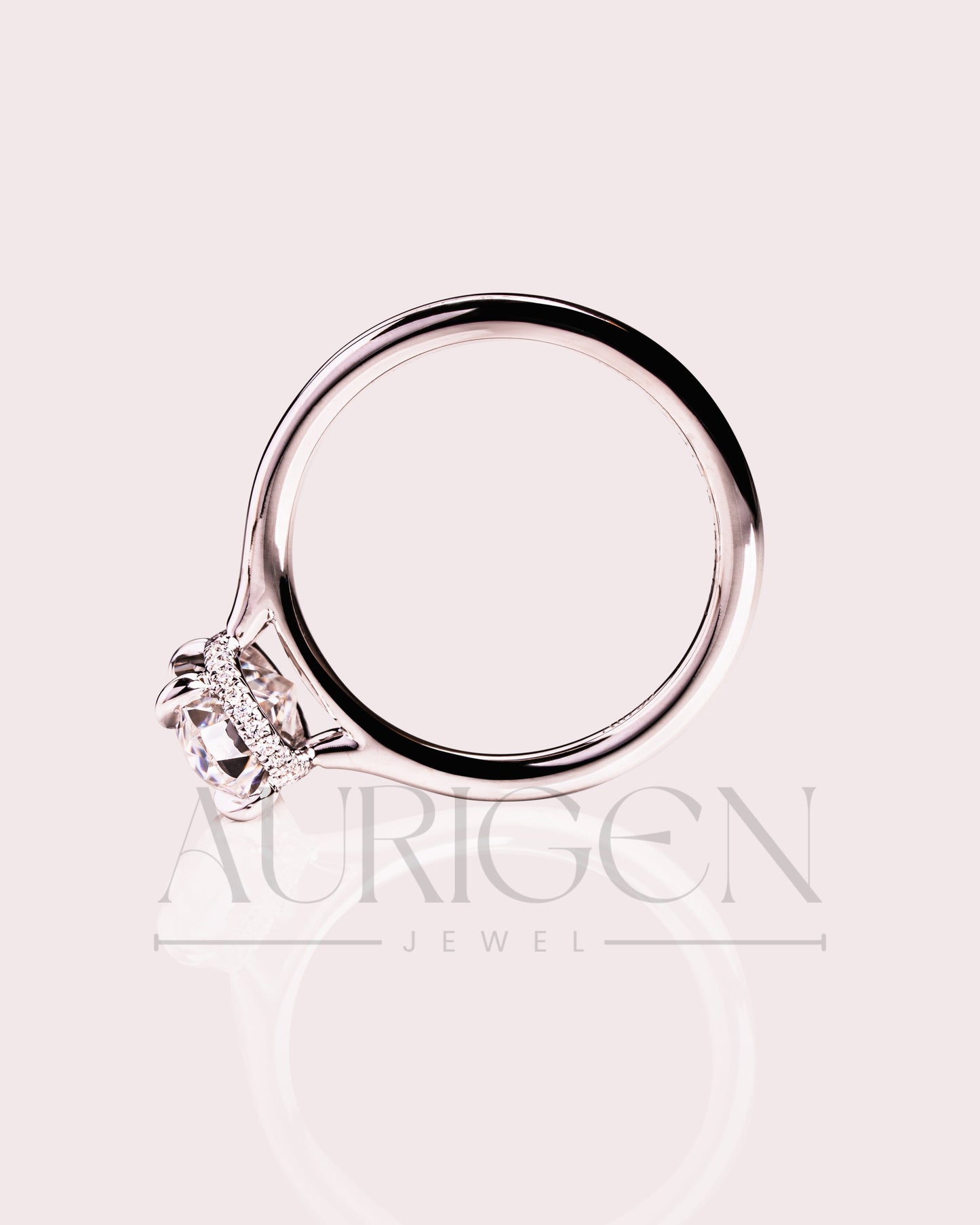 Stunning Oval Cut Crushed Ice Moissanite and Lab Grown Diamond Hidden Halo Ring in 14K Solid Gold