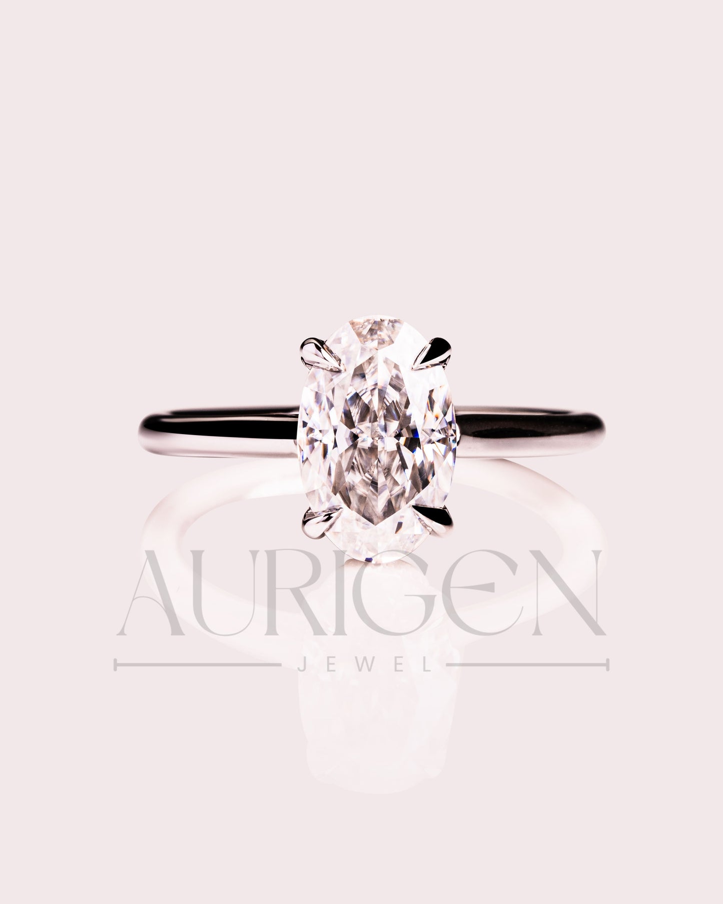 Stunning Oval Cut Crushed Ice Moissanite and Lab Grown Diamond Hidden Halo Ring in 14K Solid Gold