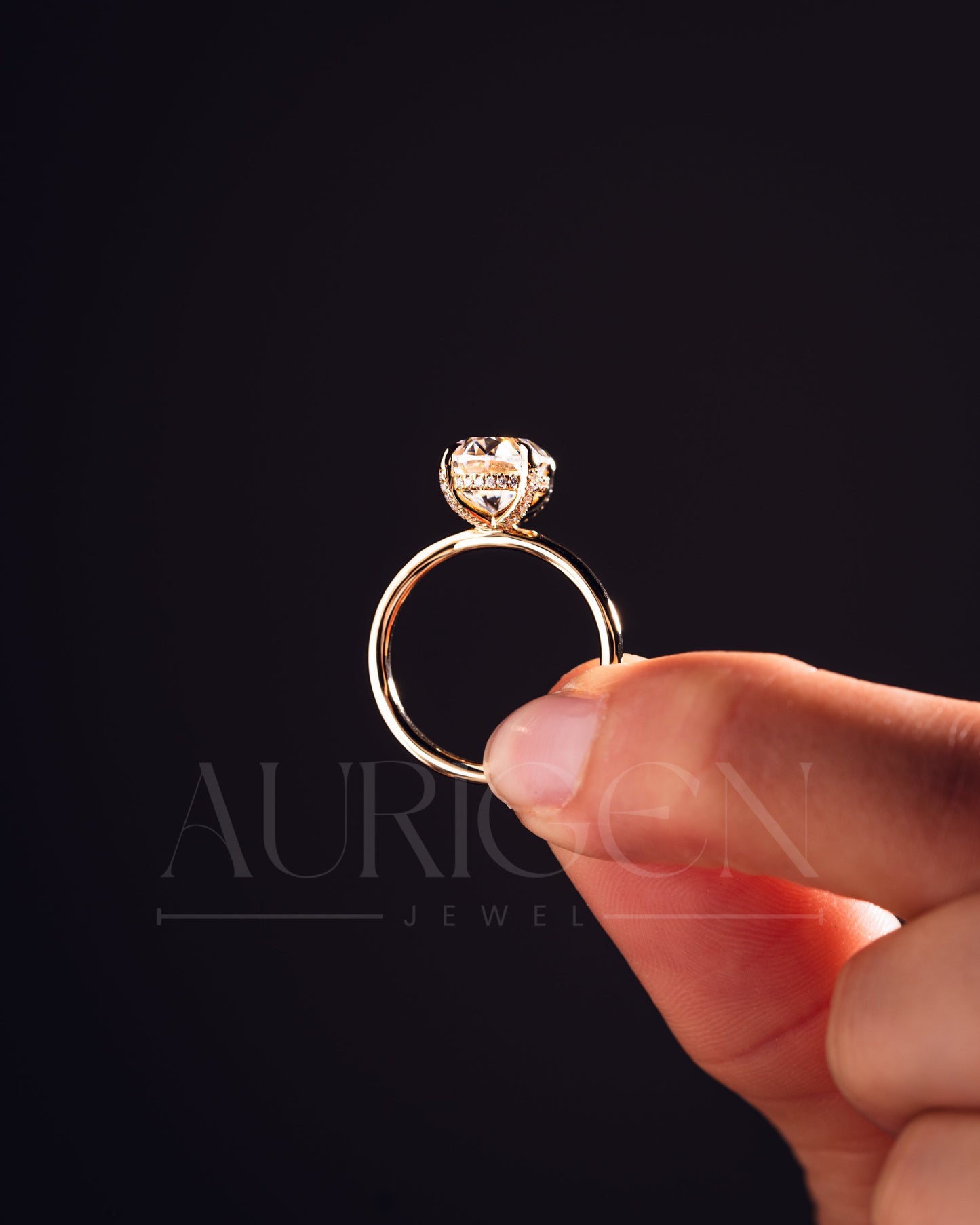 Oval Brilliant Cut Lab Grown and Moissanite Diamond Ring with 4-Prong Setting