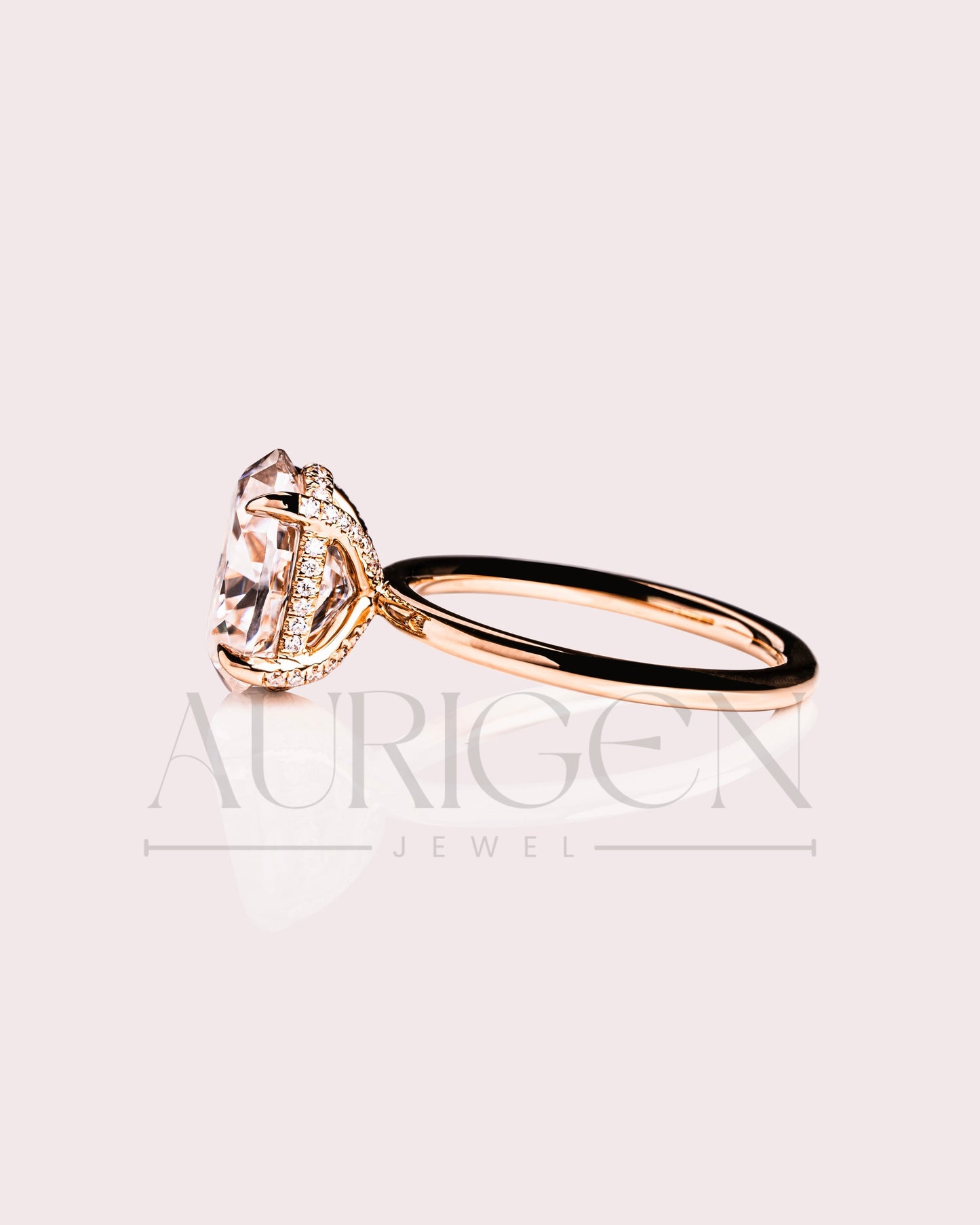 Oval Brilliant Cut Lab Grown and Moissanite Diamond Ring with 4-Prong Setting