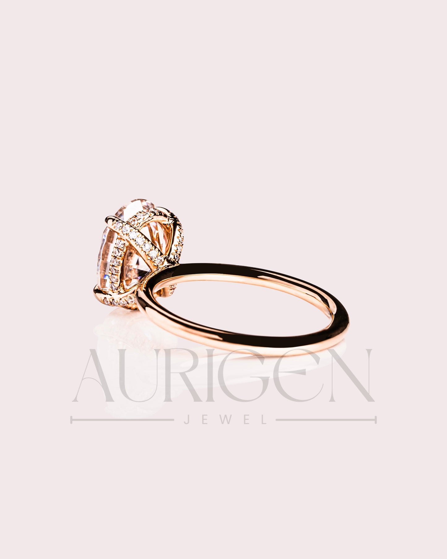 Oval Brilliant Cut Lab Grown and Moissanite Diamond Ring with 4-Prong Setting