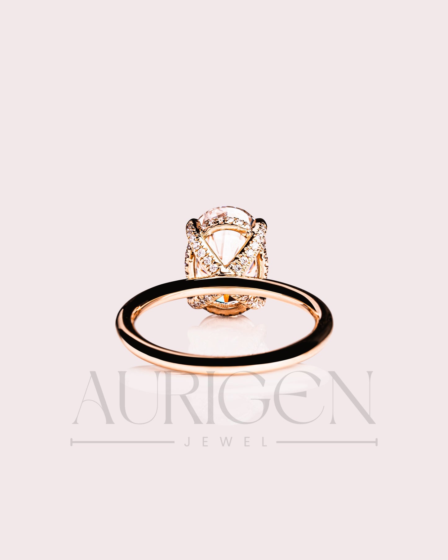 Oval Brilliant Cut Lab Grown and Moissanite Diamond Ring with 4-Prong Setting