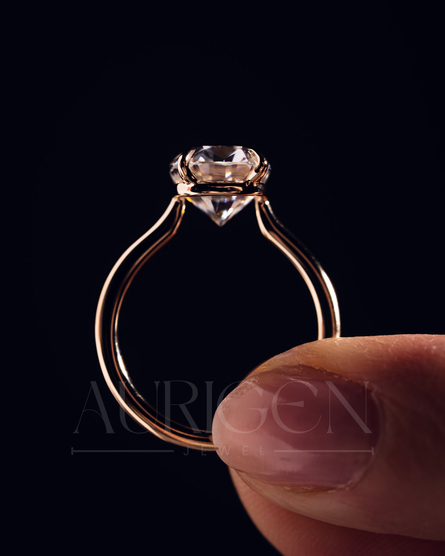 Cushion Cut Moissanite and Lab Grown Diamond Ring- Solitaire Ring in Solid Gold